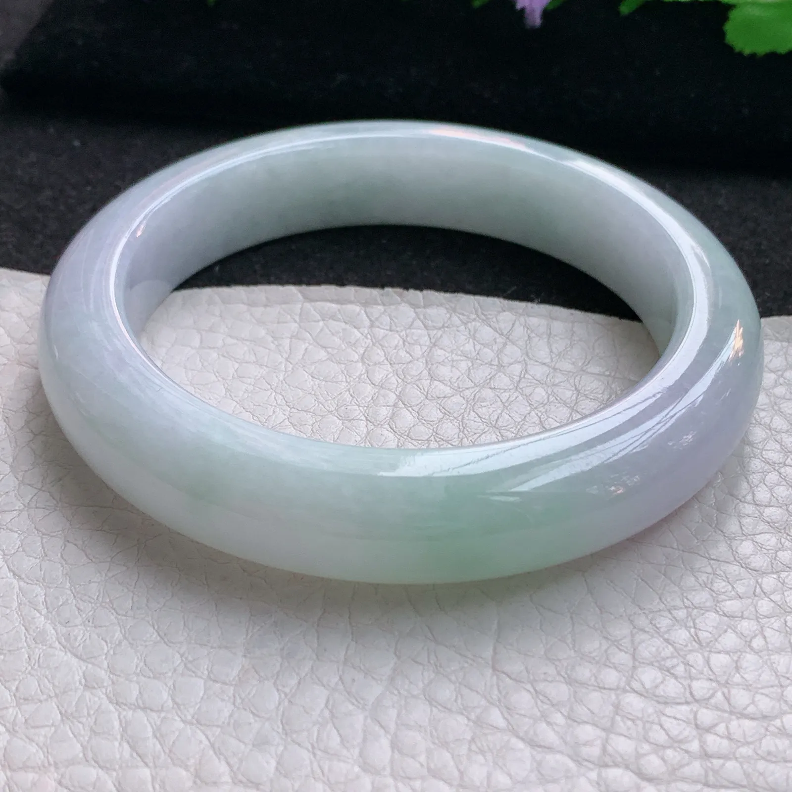 xx大圈口60*13*9.8平安镯 天然缅甸翡翠春带彩厚装大气宽边玉手镯 玉手环