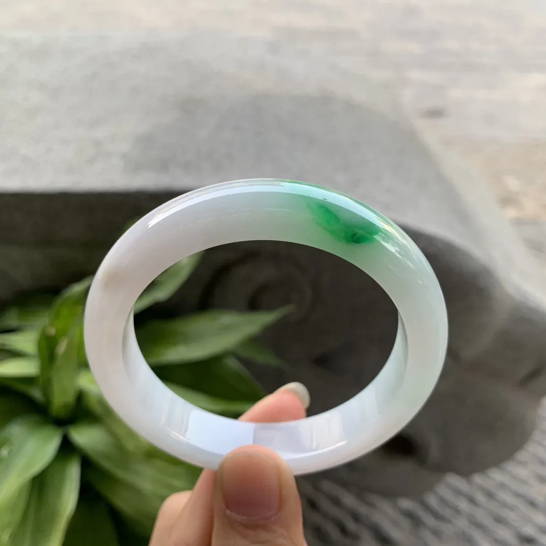 圈口55-12.3-8.4 【飘阳绿正圈手镯】正圈55 56可戴