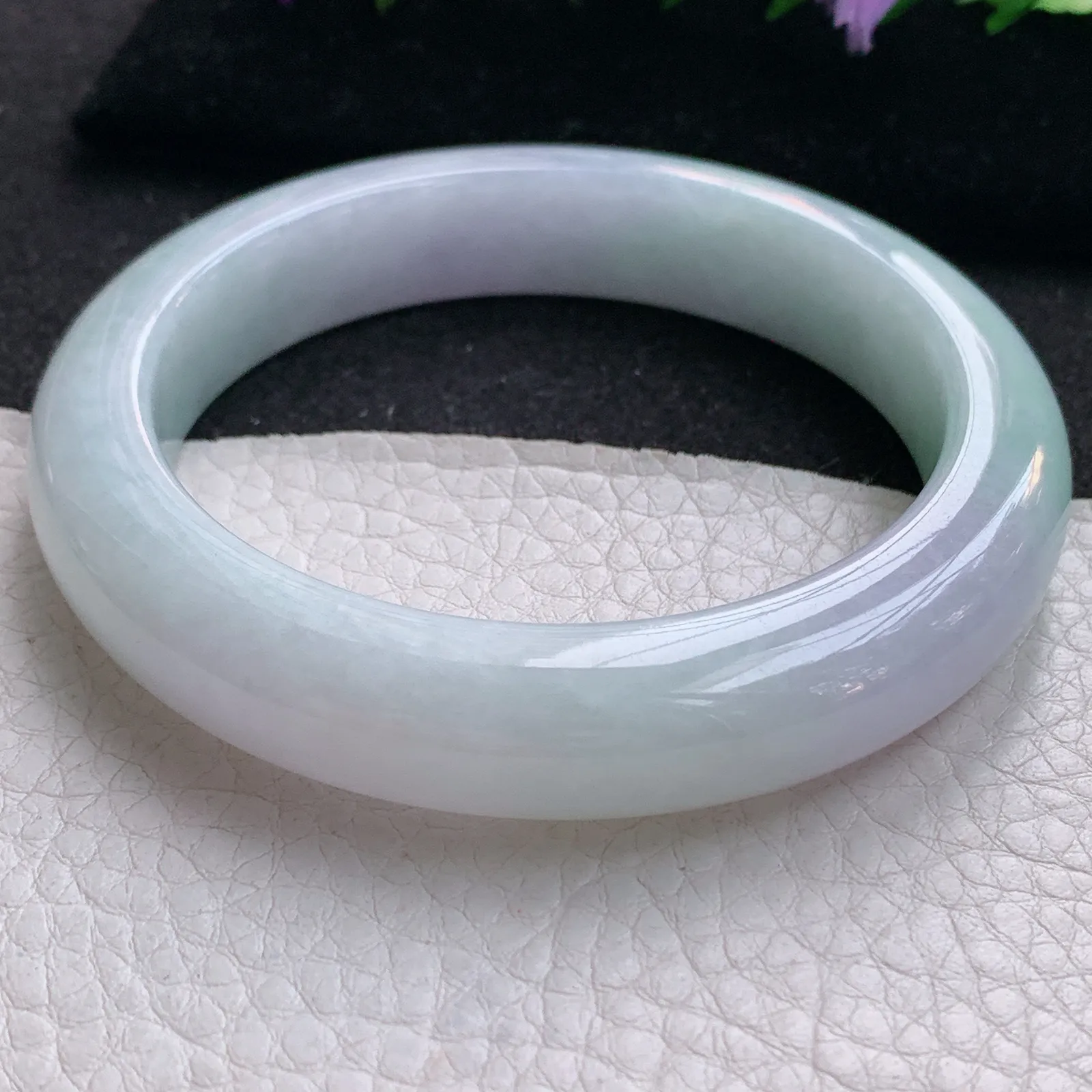 xx大圈口60*13*9.8平安镯 天然缅甸翡翠春带彩厚装大气宽边玉手镯 玉手环