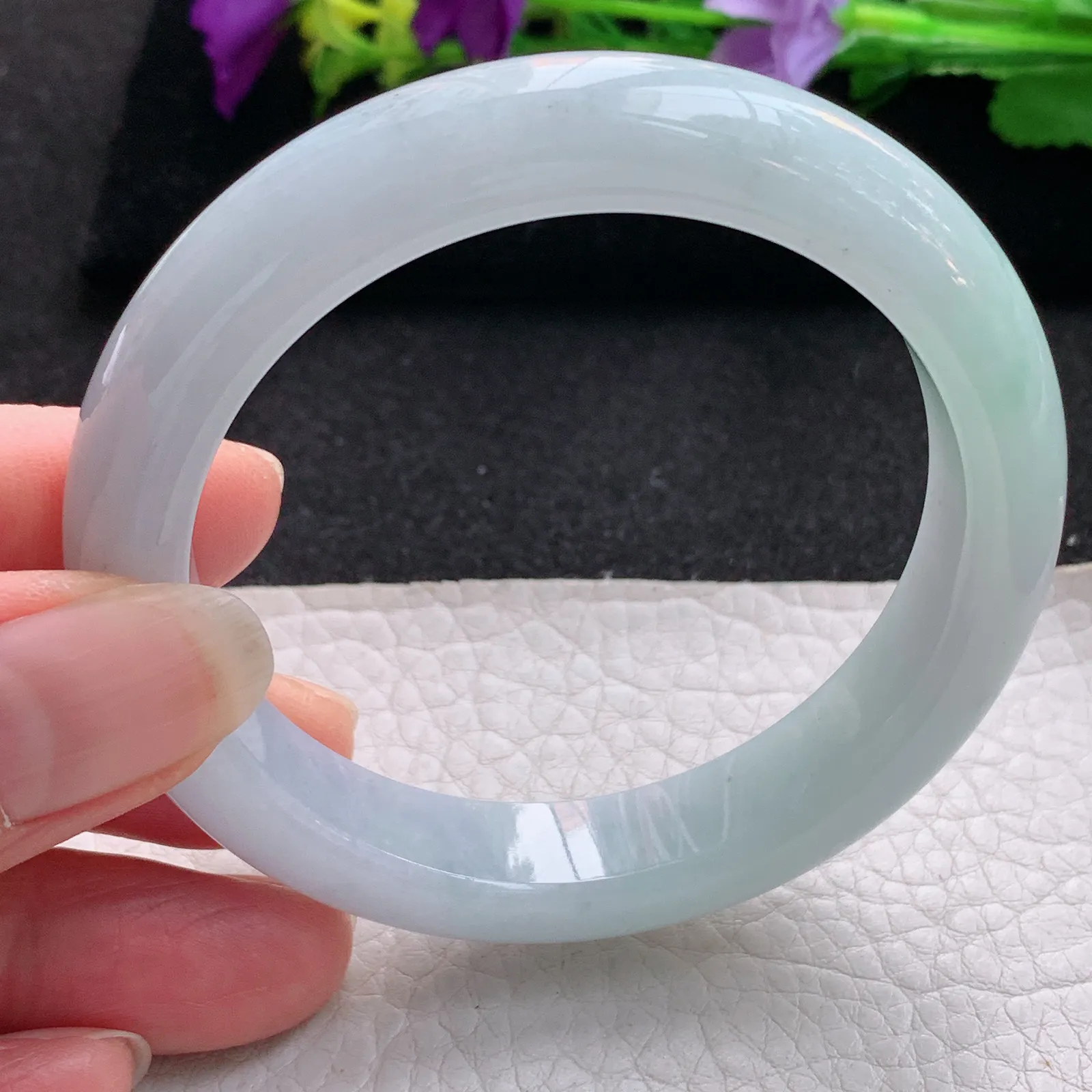 nr实拍53.5*12*8.3平安镯 天然缅甸翡翠清新宽边玉手镯 玉手环