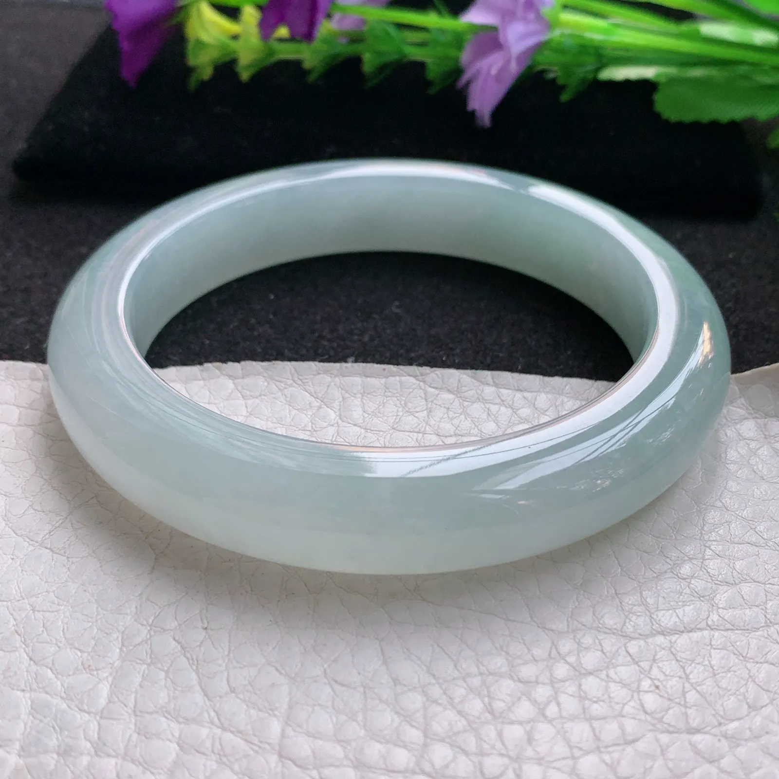 nr大圈口61.5*12.2*10.2平安镯 天然缅甸翡翠冰胶厚装宽边玉手镯 玉手环