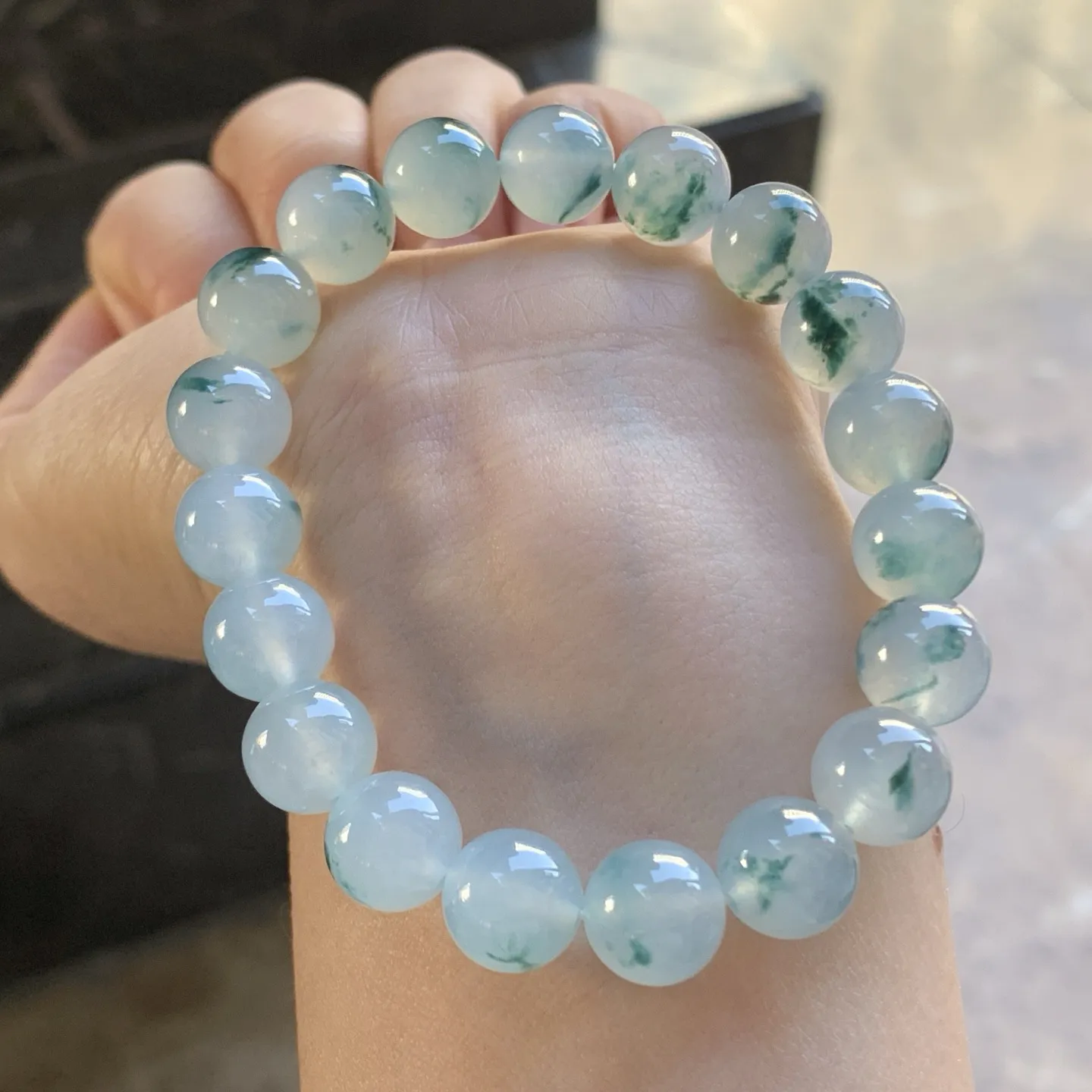 蓝花手串^_^飘花灵韵 水润冰透 清新