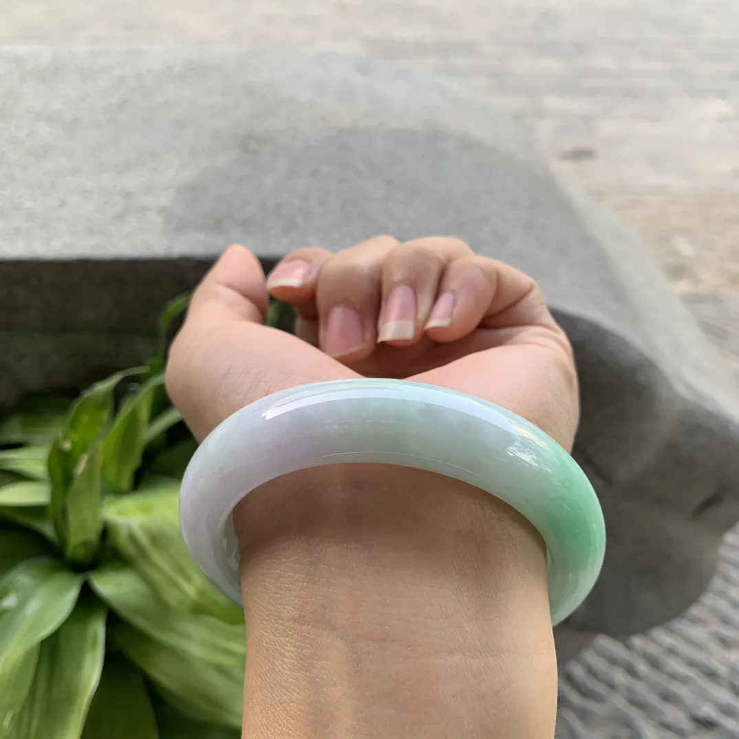 圈口56.8-13.5-9.4 【飘阳绿正圈手镯】正圈56 57可戴