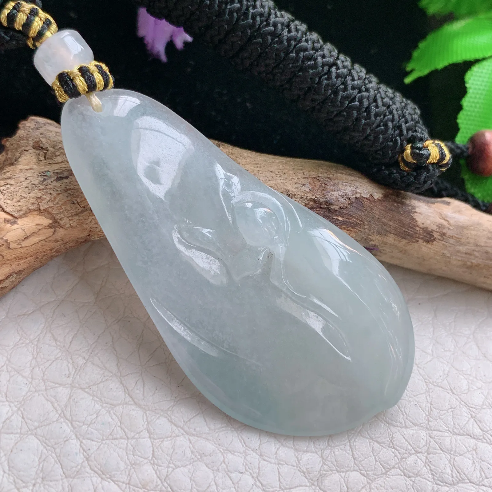 yl实拍50.6*25*6缅甸翡翠精雕冰润悟道 佛祖玉吊坠 玉挂坠