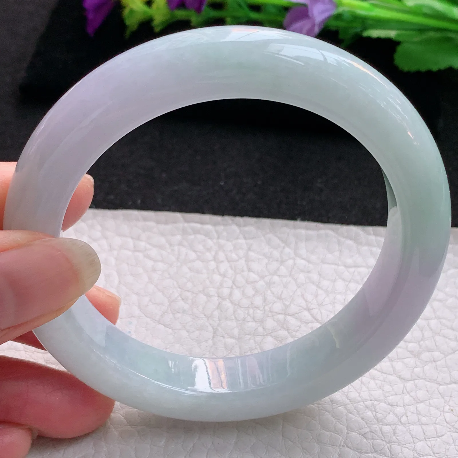 xx大圈口60*13*9.8平安镯 天然缅甸翡翠春带彩厚装大气宽边玉手镯 玉手环