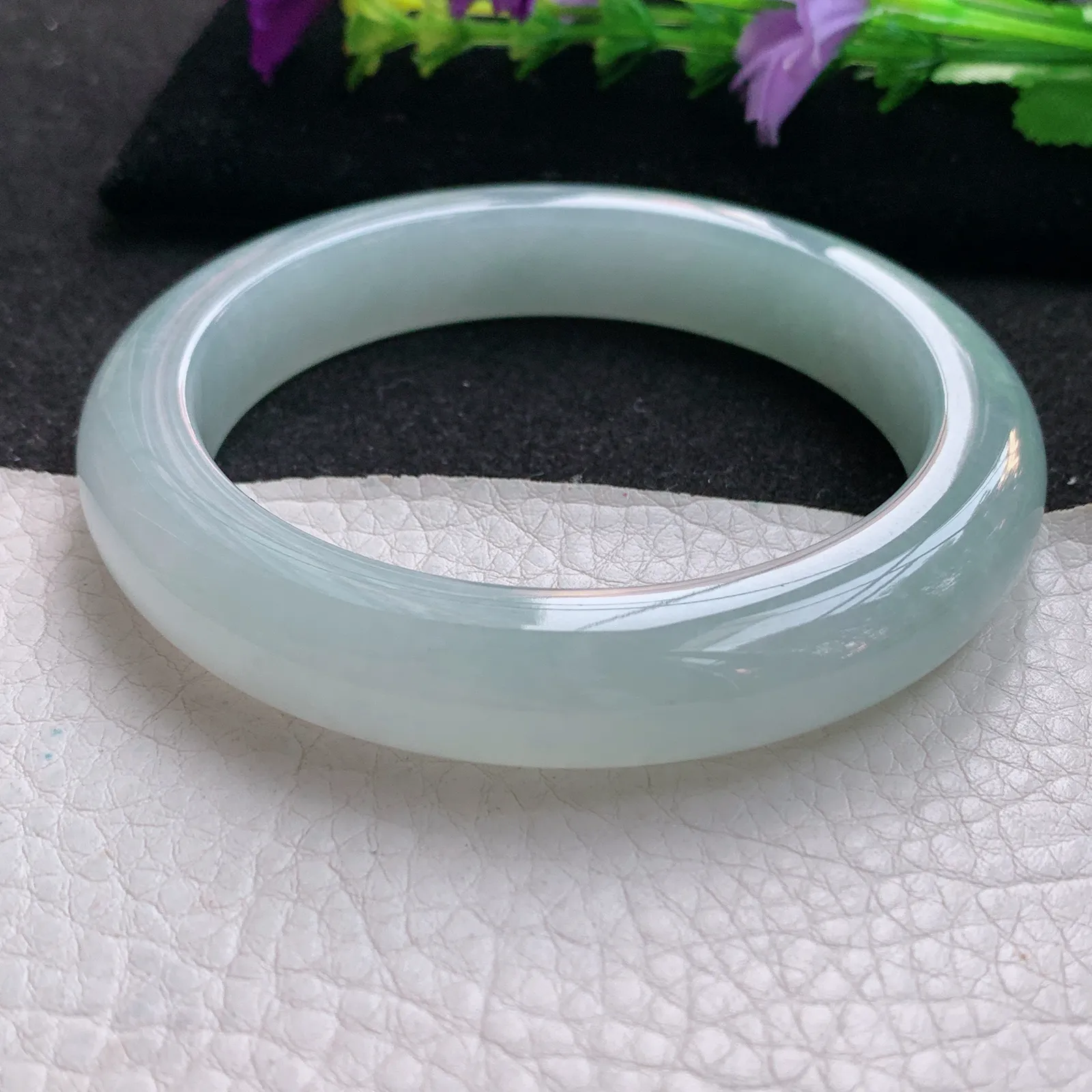 nr大圈口61.5*12.2*10.2平安镯 天然缅甸翡翠冰胶厚装宽边玉手镯 玉手环