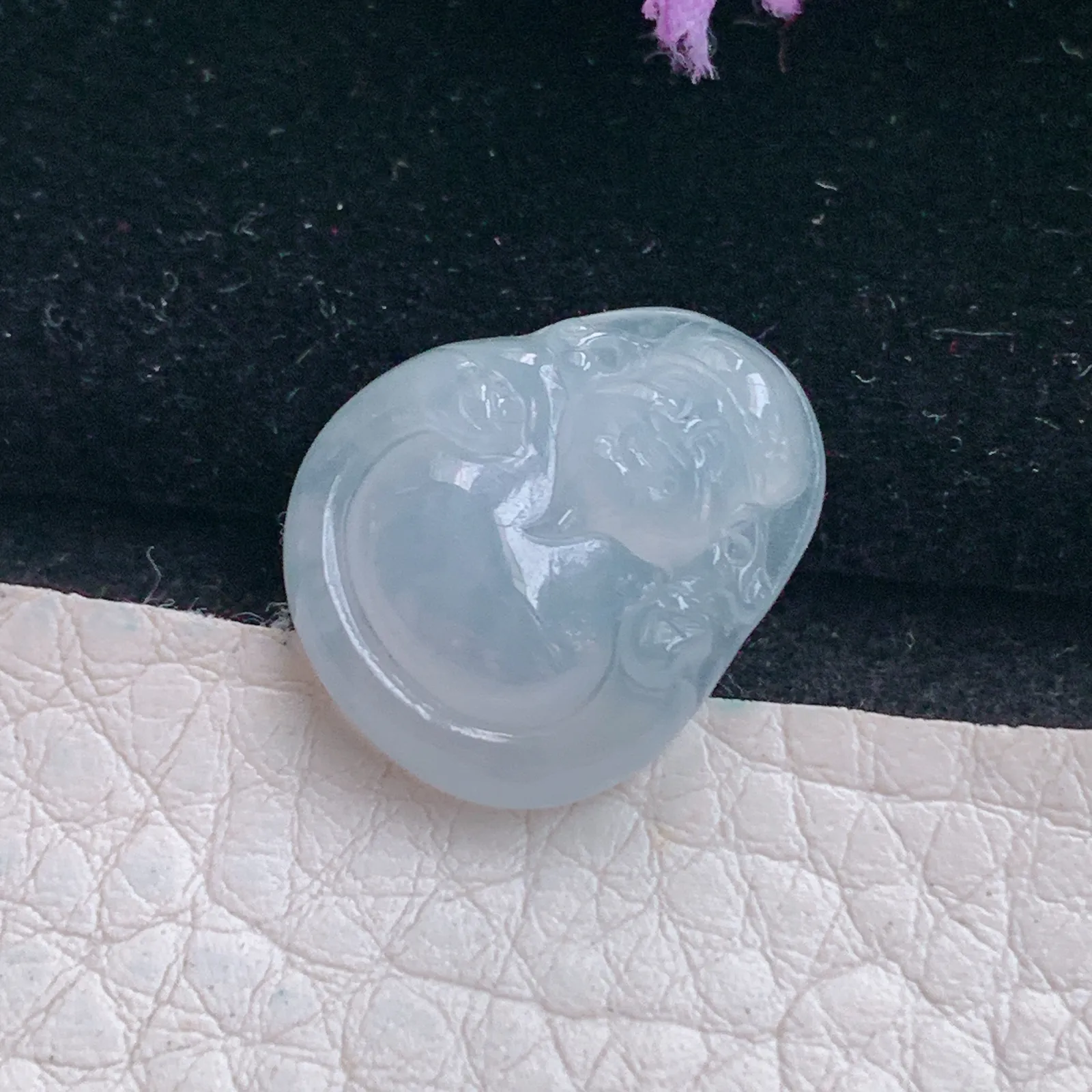 lz实拍18.8*16*4.8缅甸翡翠精雕财神爷 财爷玉吊坠 玉挂坠