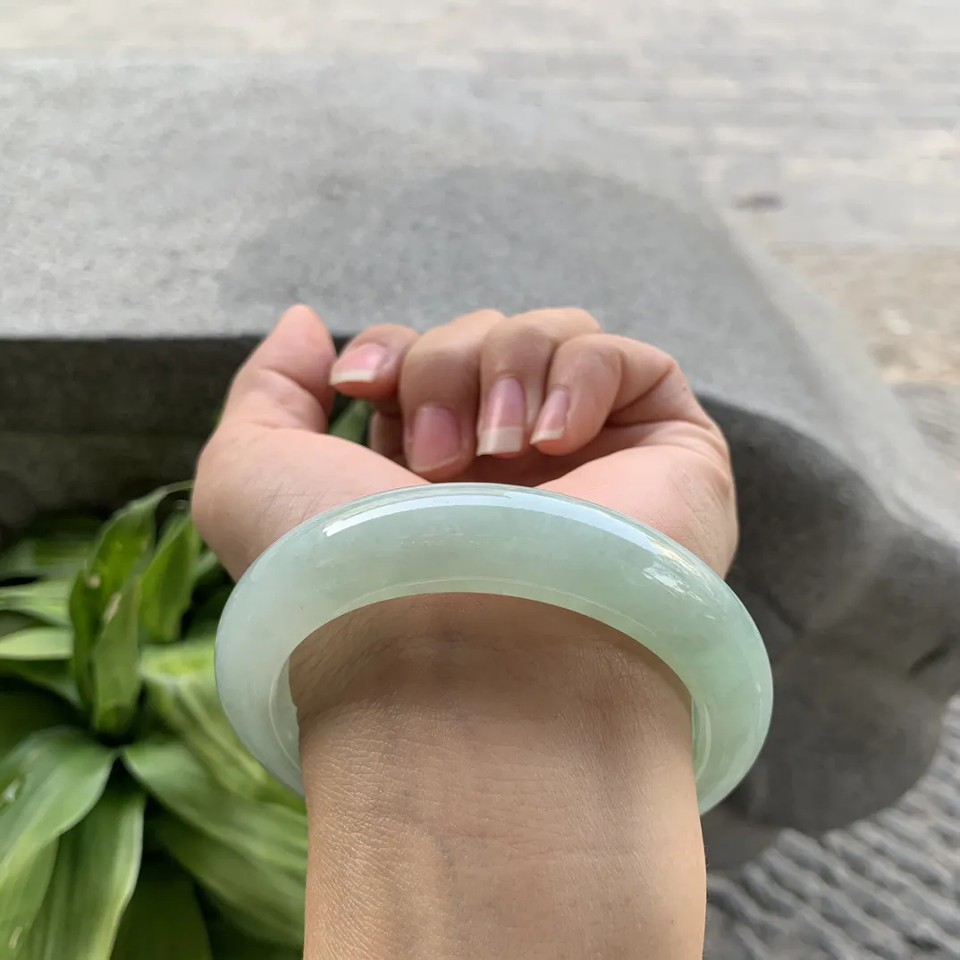 圈口 56.8-13-9.8【冰飘绿正圈手镯】正圈56 57可戴