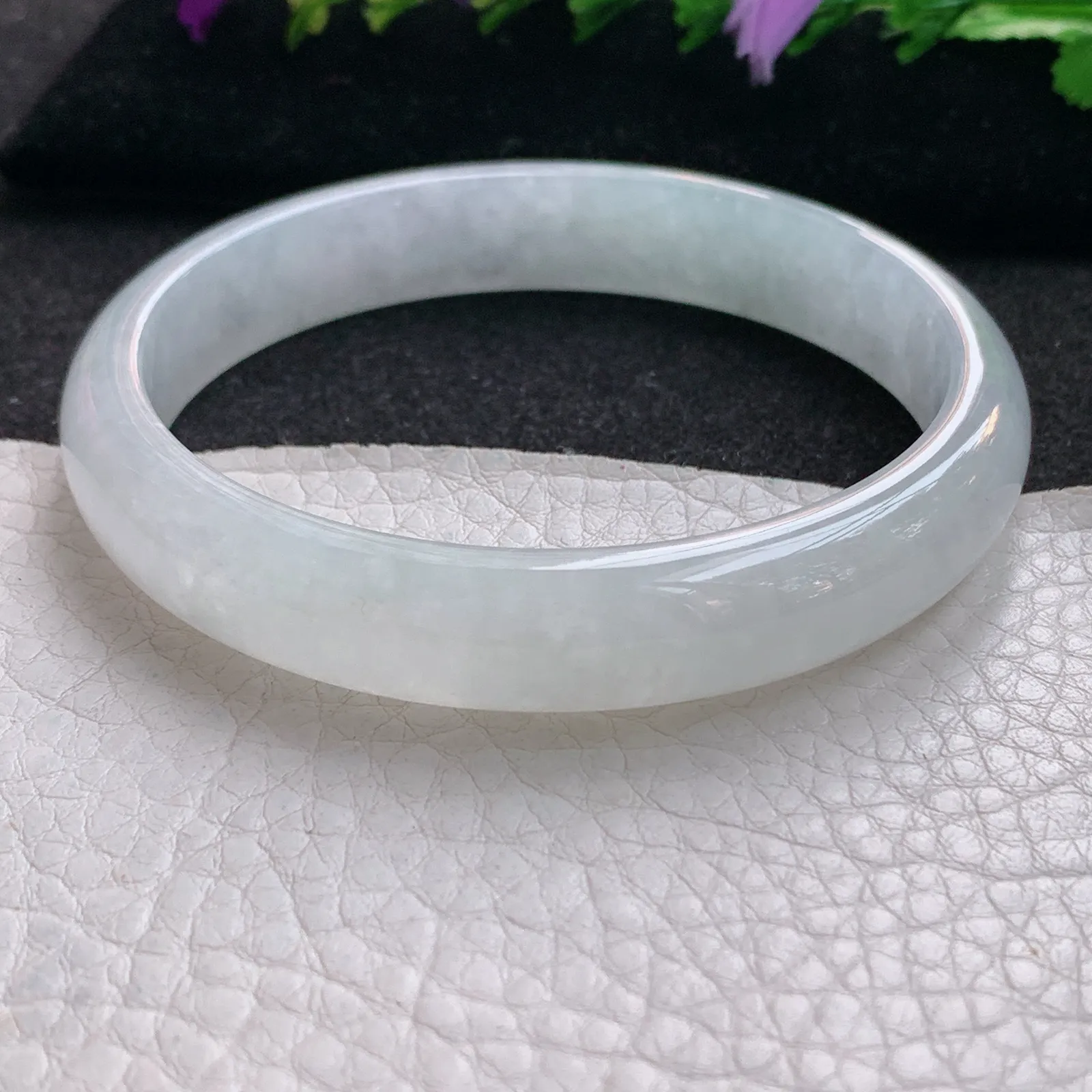 yh大圈口60*11.5*6.6平安镯 天然缅甸翡翠冰纯宽边玉手镯 玉手环