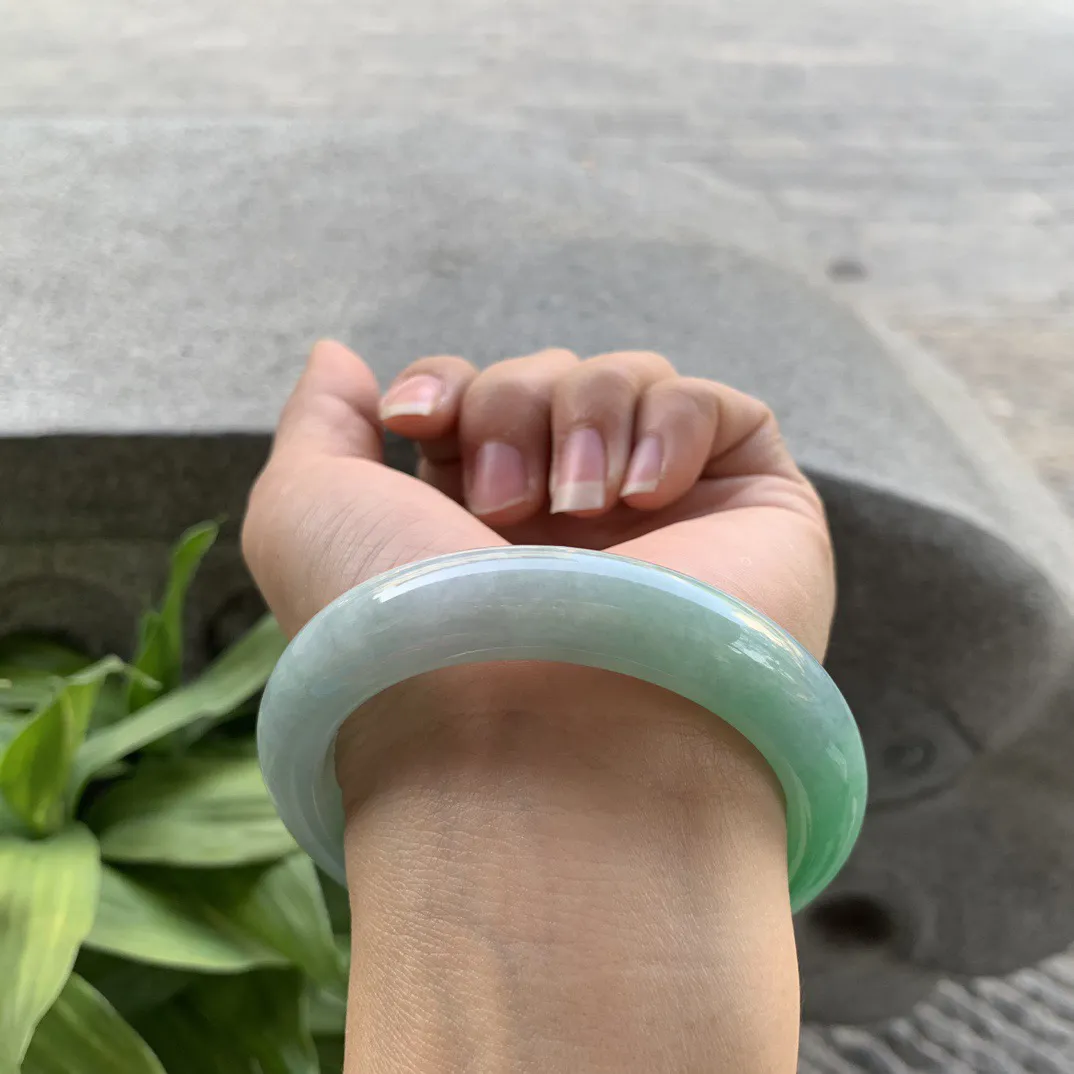 圈口 56-12.5-9.6【果阳绿正圈手镯】正圈56 57可戴