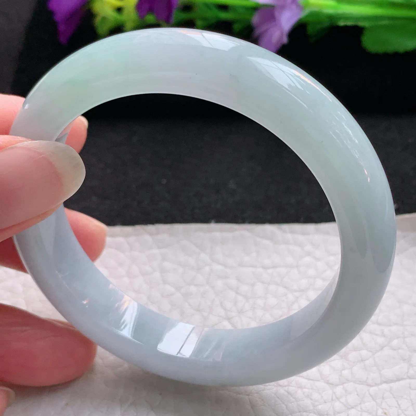 nr实拍53.5*12*8.3平安镯 天然缅甸翡翠清新宽边玉手镯 玉手环