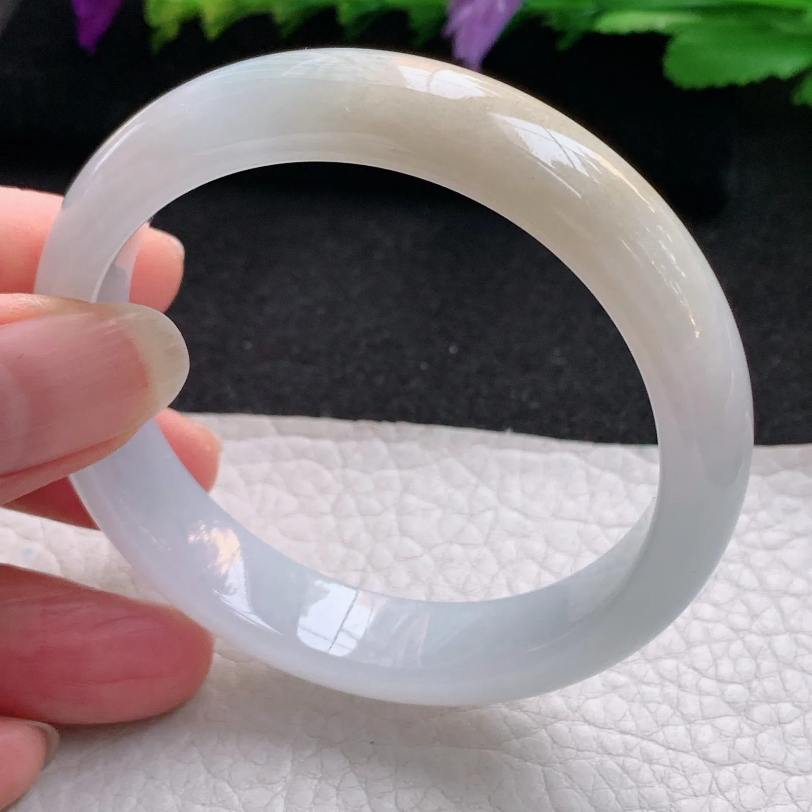 z实拍53*12.5*7平安镯 天然缅甸翡翠双彩宽边玉手镯 玉手环