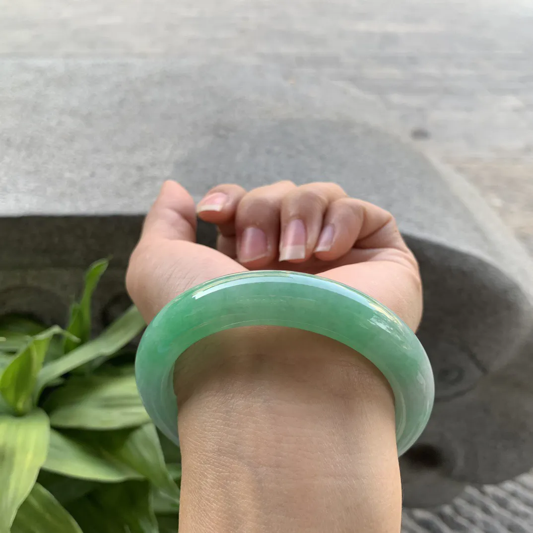圈口 56-12.5-9.6【果阳绿正圈手镯】正圈56 57可戴