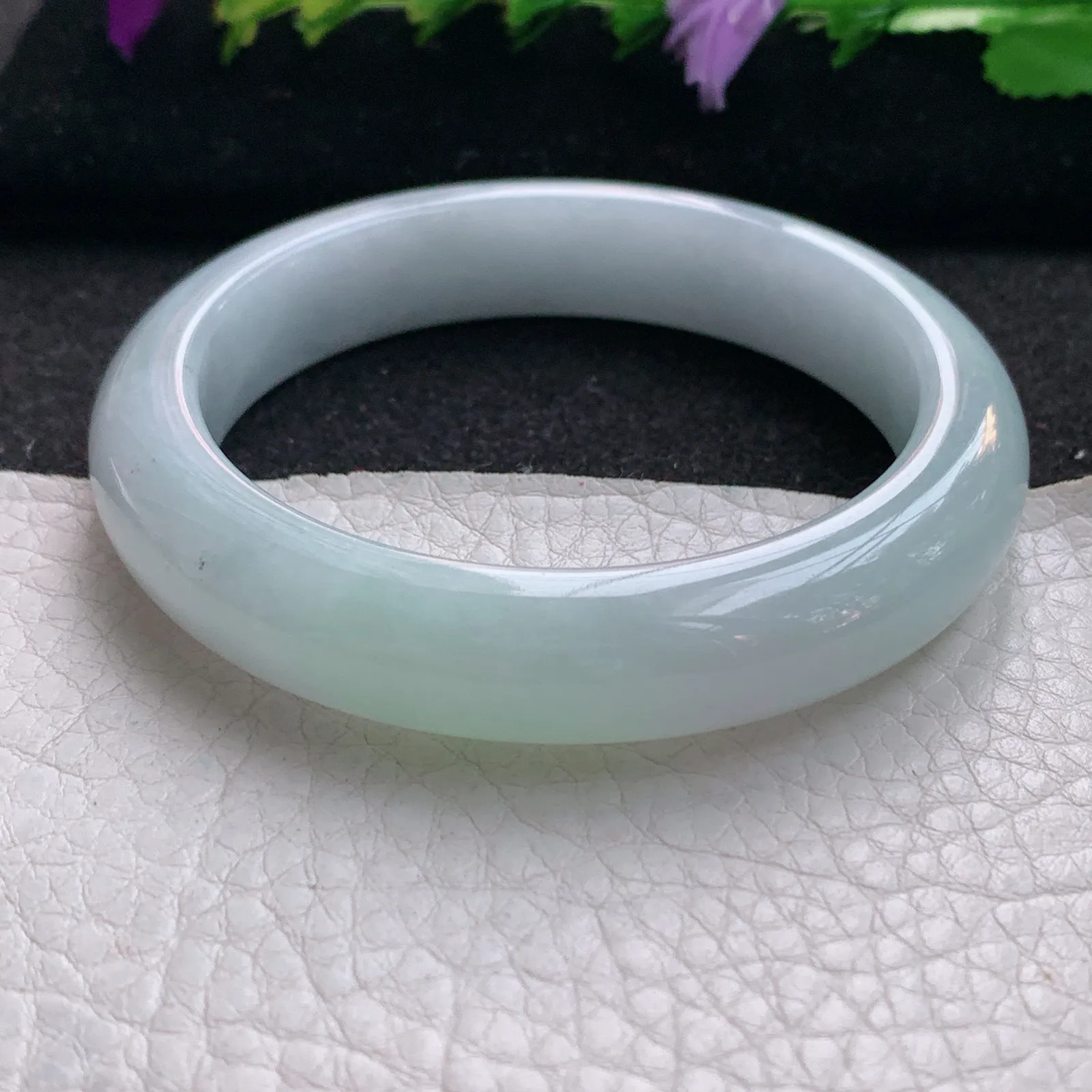 nr实拍53.5*12*8.3平安镯 天然缅甸翡翠清新宽边玉手镯 玉手环