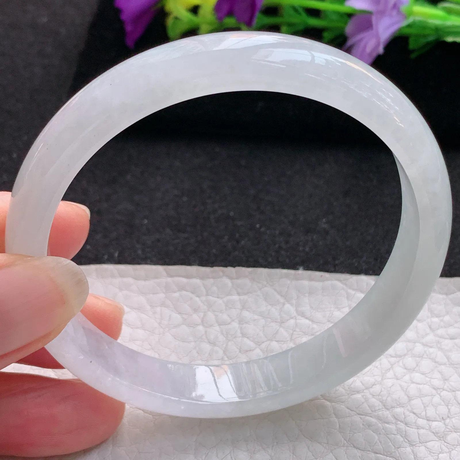 yh大圈口60*11.5*6.6平安镯 天然缅甸翡翠冰纯宽边玉手镯 玉手环