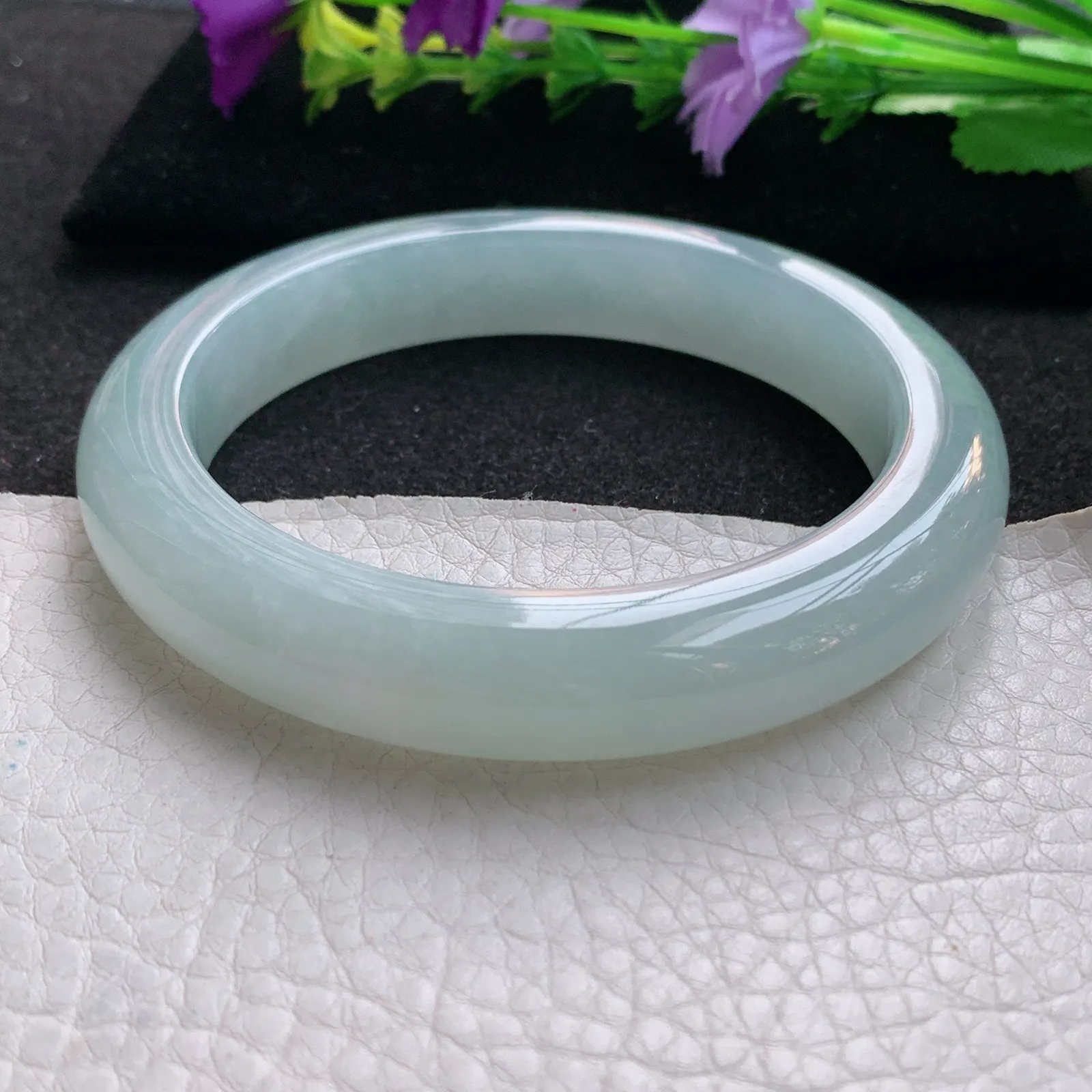 nr大圈口61.5*12.2*10.2平安镯 天然缅甸翡翠冰胶厚装宽边玉手镯 玉手环