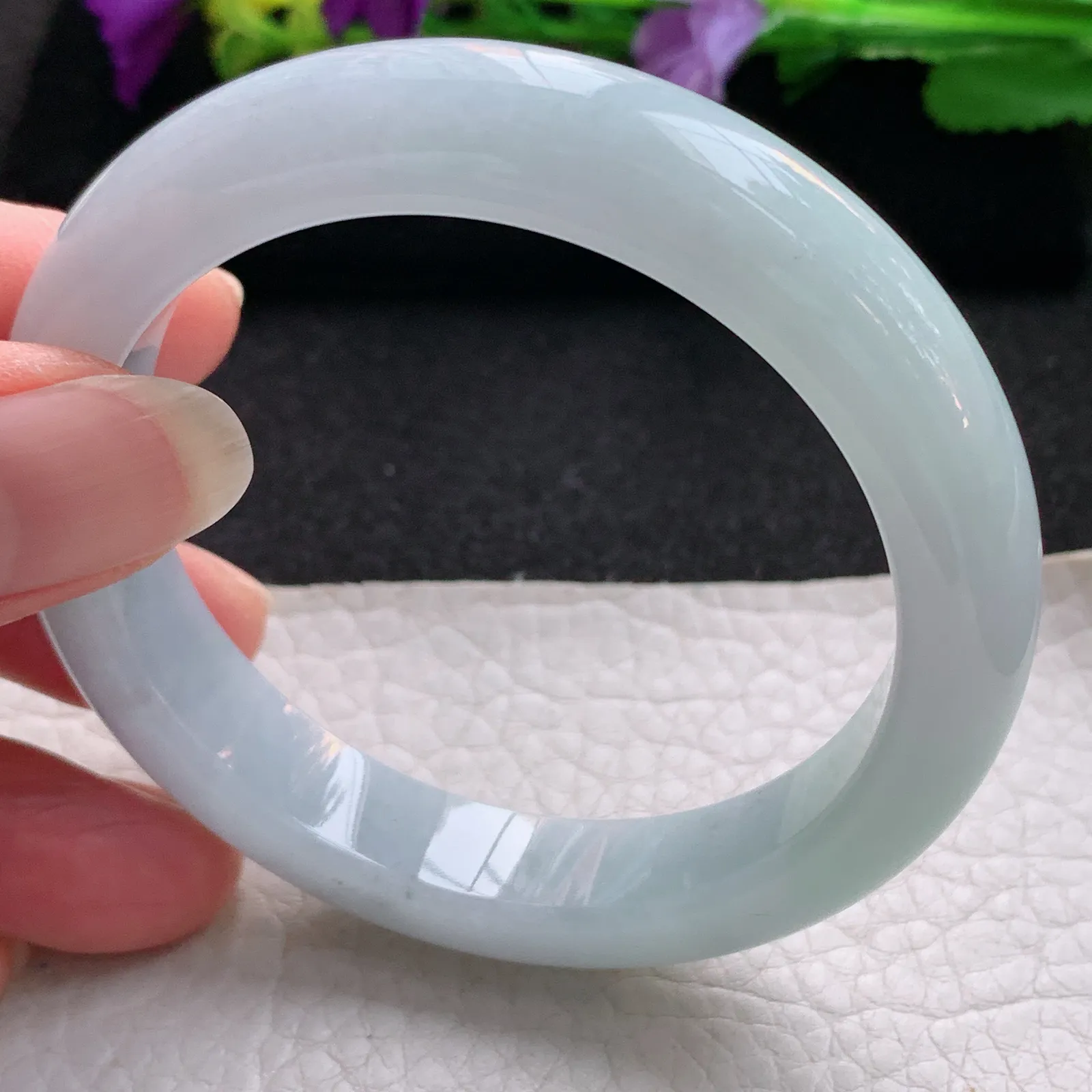 nr实拍53.5*12*8.3平安镯 天然缅甸翡翠清新宽边玉手镯 玉手环