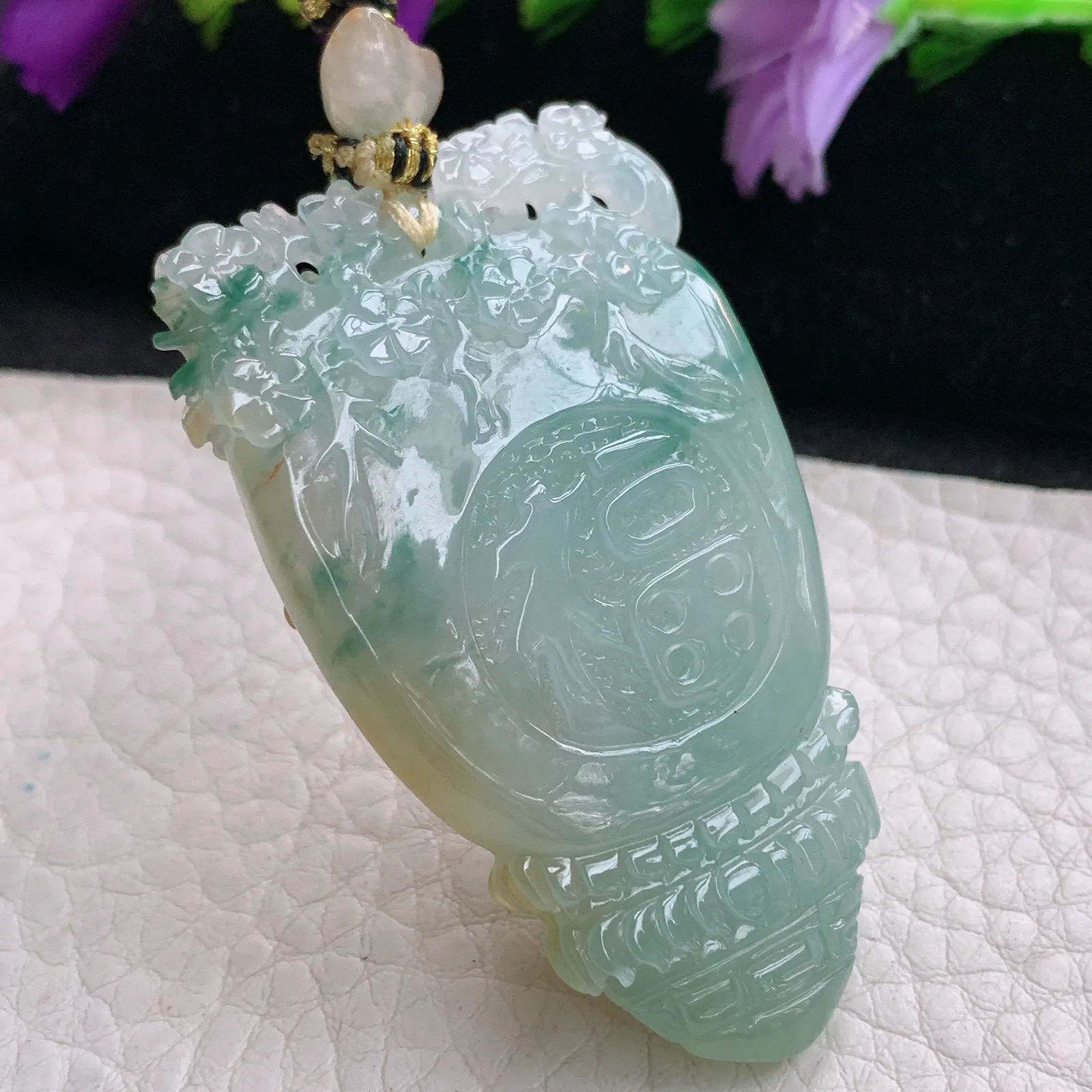 yl实拍63.8*32.3*12.5缅甸翡翠俏色巧雕逍遥佛 开心佛玉吊坠 玉挂坠