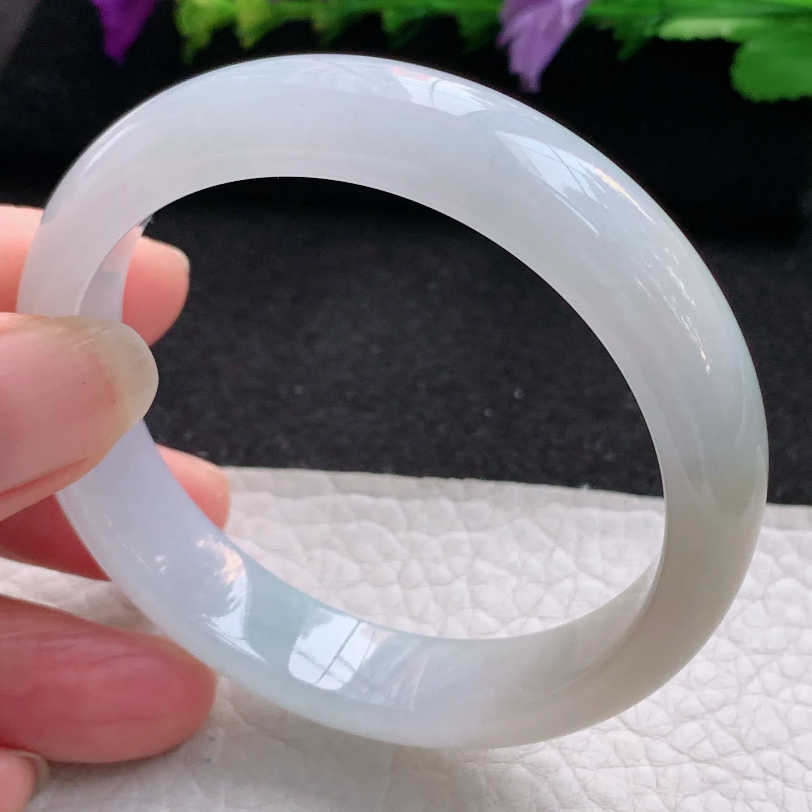 z实拍53*12.5*7平安镯 天然缅甸翡翠双彩宽边玉手镯 玉手环