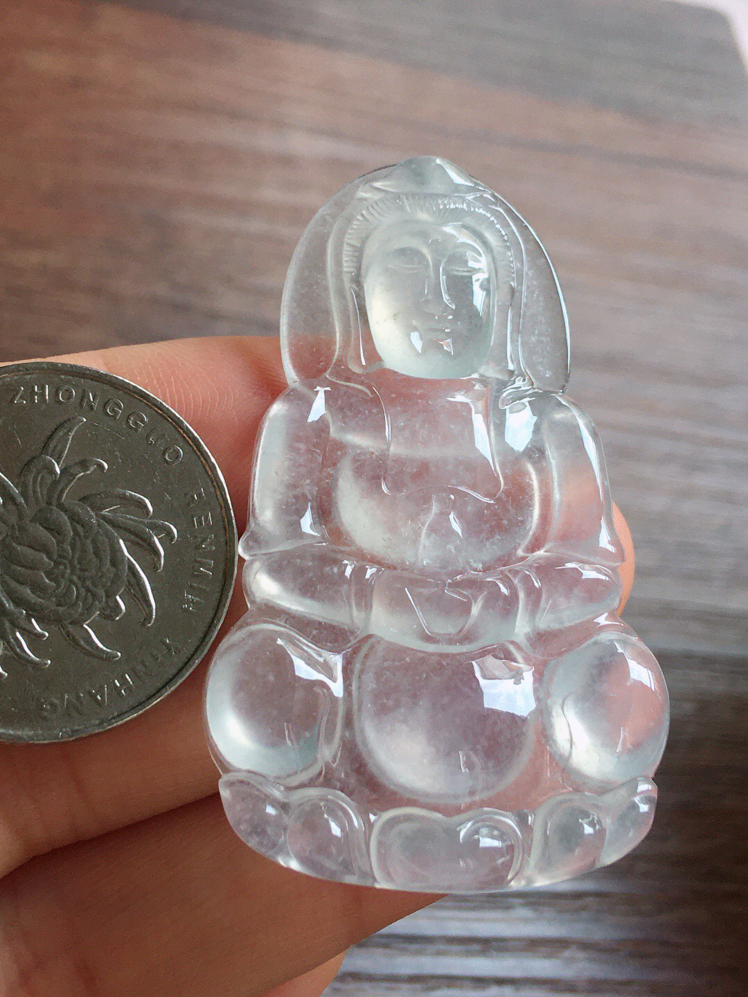 冰种观音，冰润细腻，品相好，种水足，001 尺寸50.5*29.9*4.9