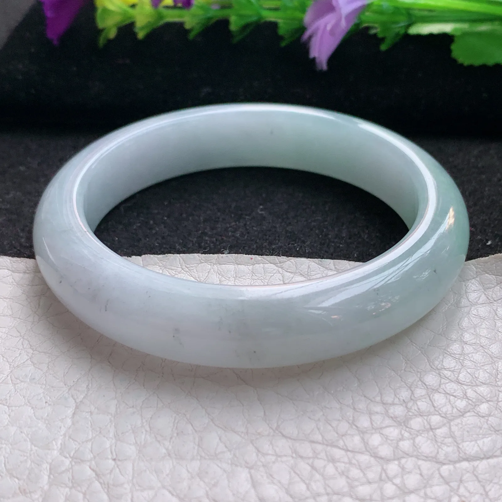 nr实拍53.5*12*8.3平安镯 天然缅甸翡翠清新宽边玉手镯 玉手环