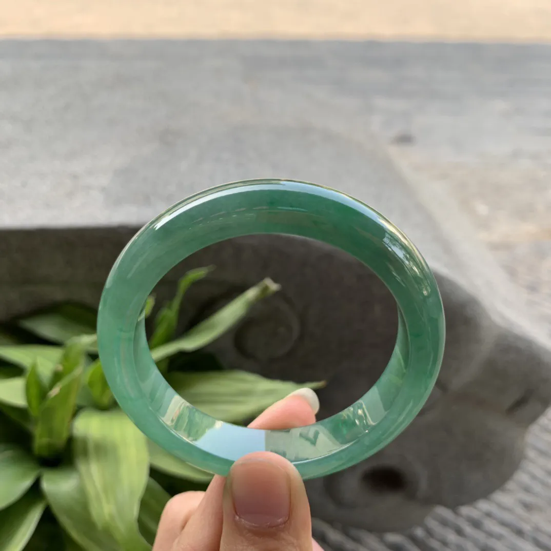 圈口 54.5-12.7-8.2【湖水绿正圈手镯】正圈54 55可戴