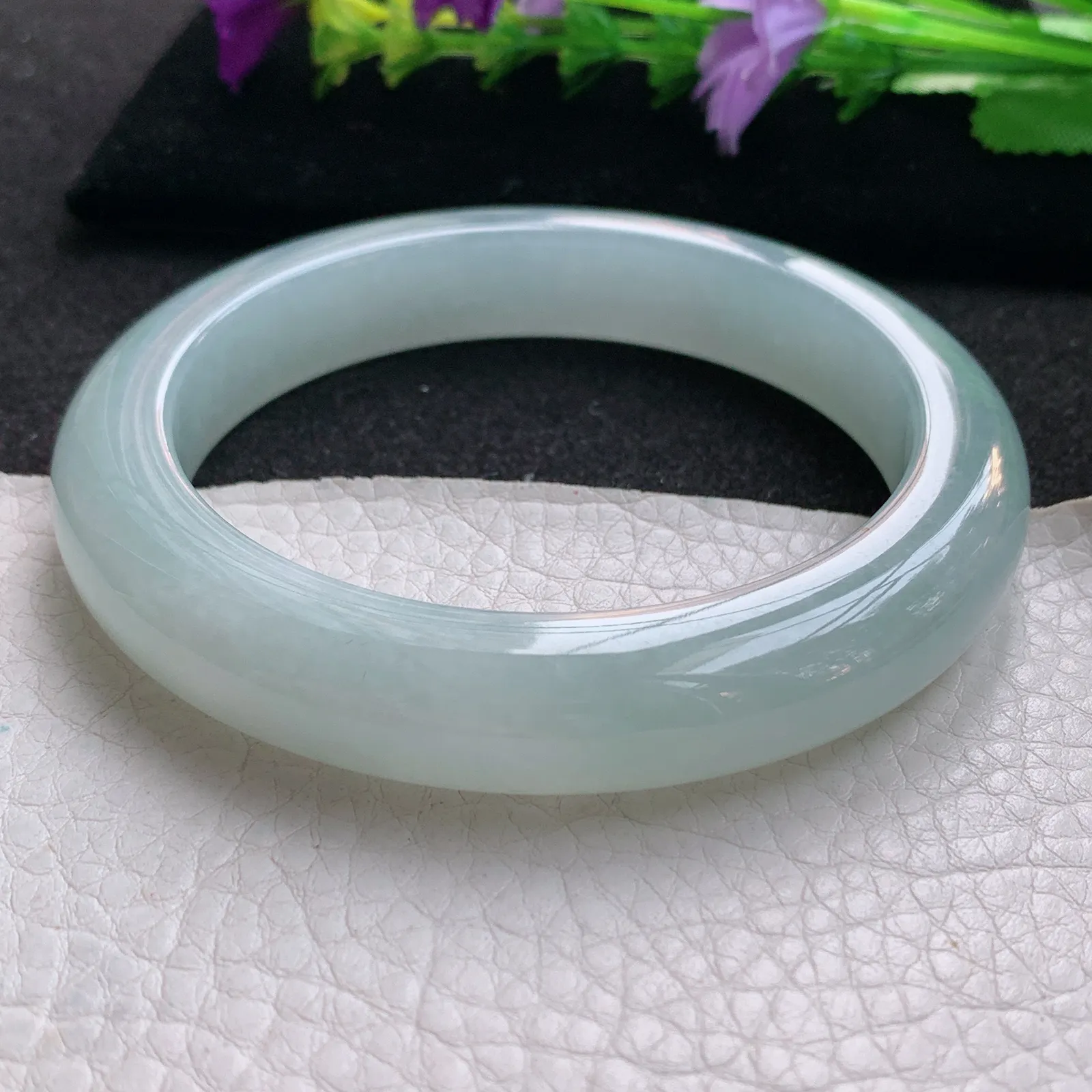 nr大圈口61.5*12.2*10.2平安镯 天然缅甸翡翠冰胶厚装宽边玉手镯 玉手环