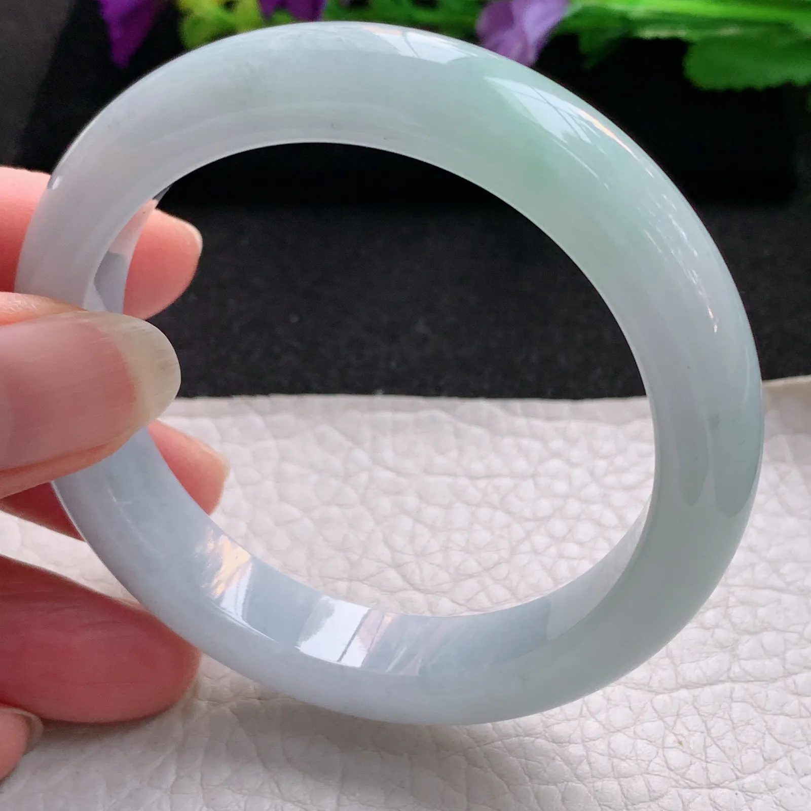 nr实拍53.5*12*8.3平安镯 天然缅甸翡翠清新宽边玉手镯 玉手环