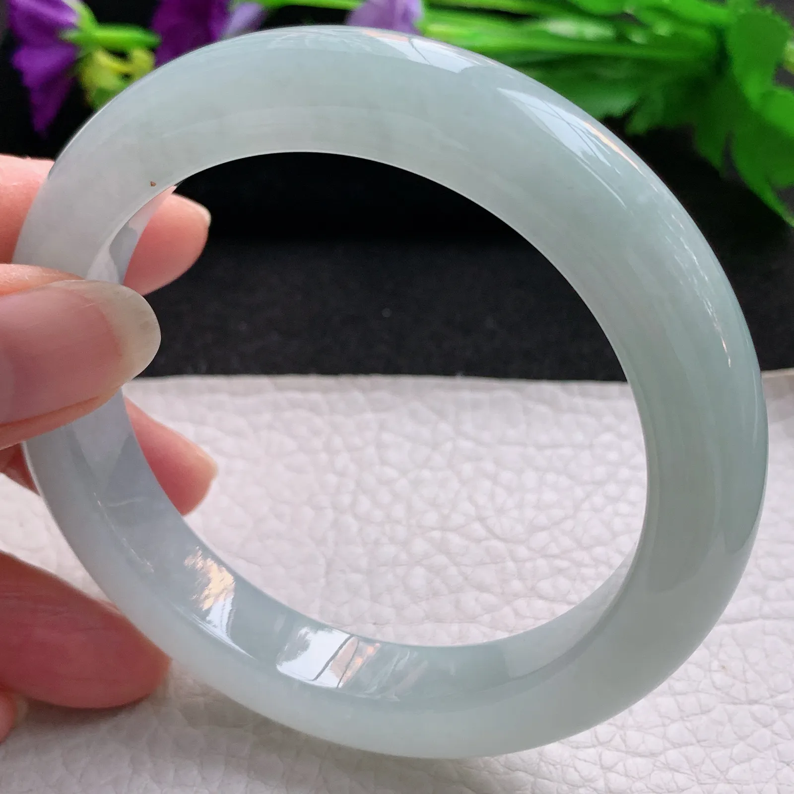 nr大圈口61.5*12.2*10.2平安镯 天然缅甸翡翠冰胶厚装宽边玉手镯 玉手环