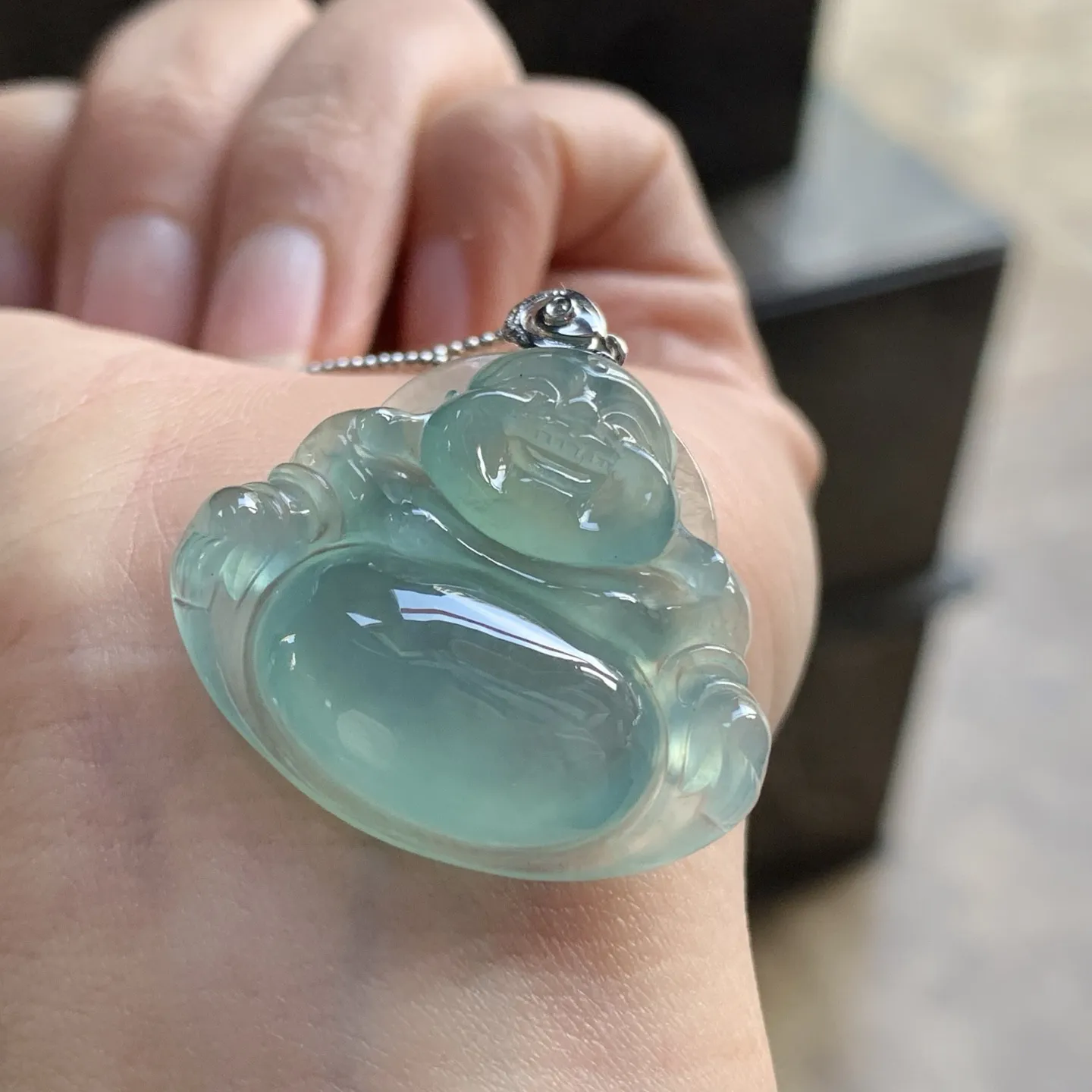 金扣冰种晴水佛公^_^鲜艳 料子油润