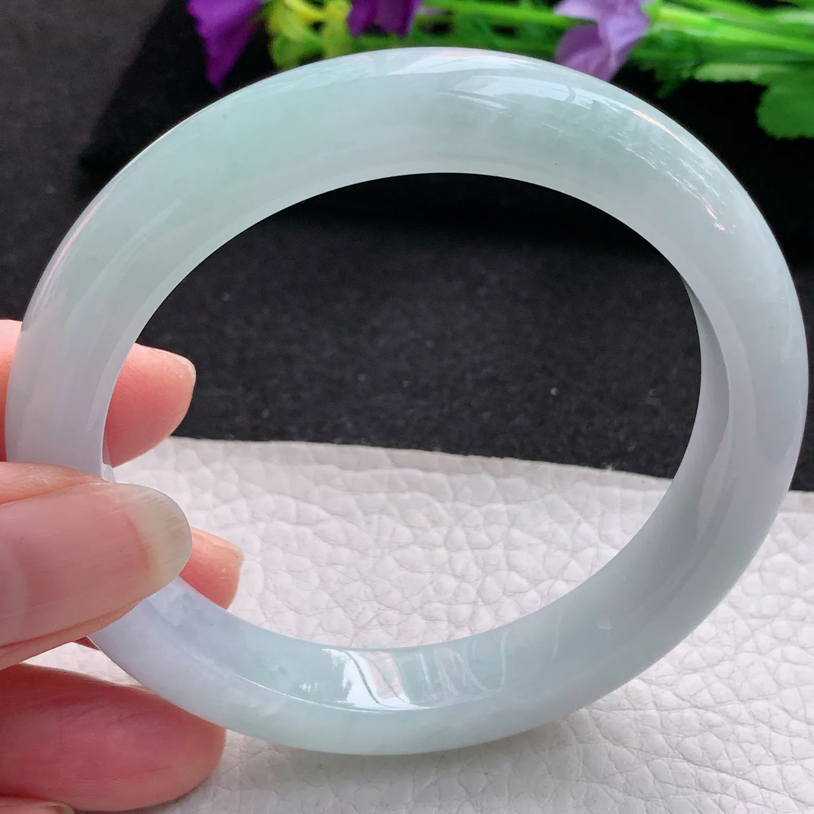 js大圈口60*11.6*8.8平安镯 天然缅甸翡翠淡雅宽边玉手镯 玉手环