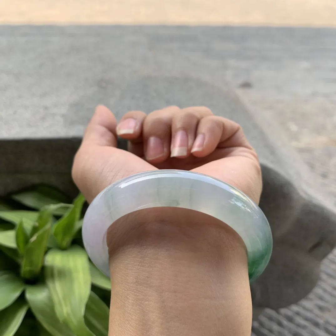 圈口55.3-12.9-9.4 【冰飘绿正圈手镯】正圈55 56可戴