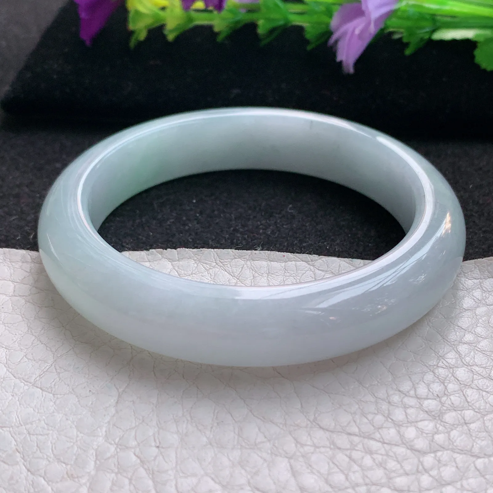 nr实拍53.5*12*8.3平安镯 天然缅甸翡翠清新宽边玉手镯 玉手环