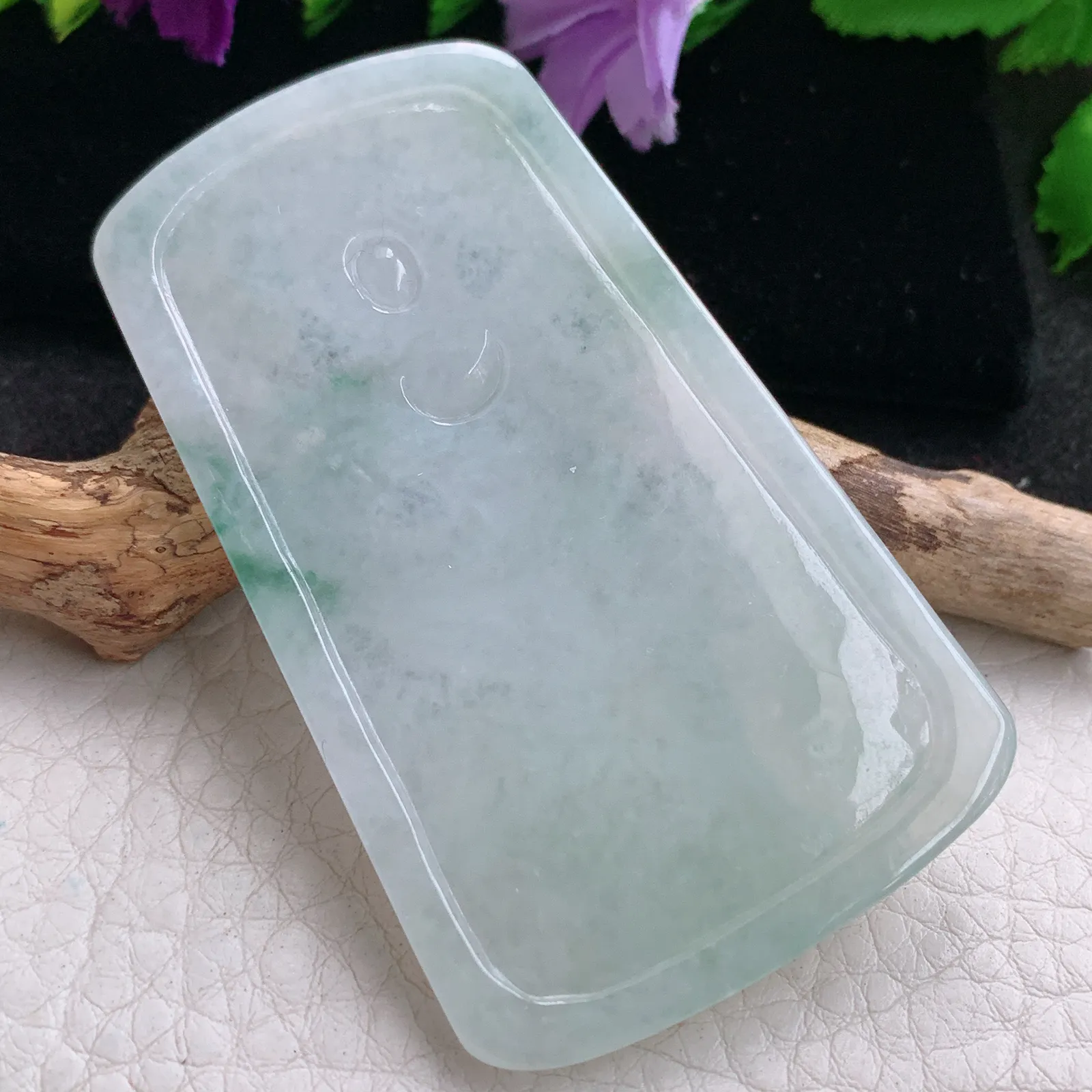 lz实拍63.8*38.9*5.2缅甸翡翠精雕飘花不动冥王 生肖守护神玉吊坠 玉挂坠