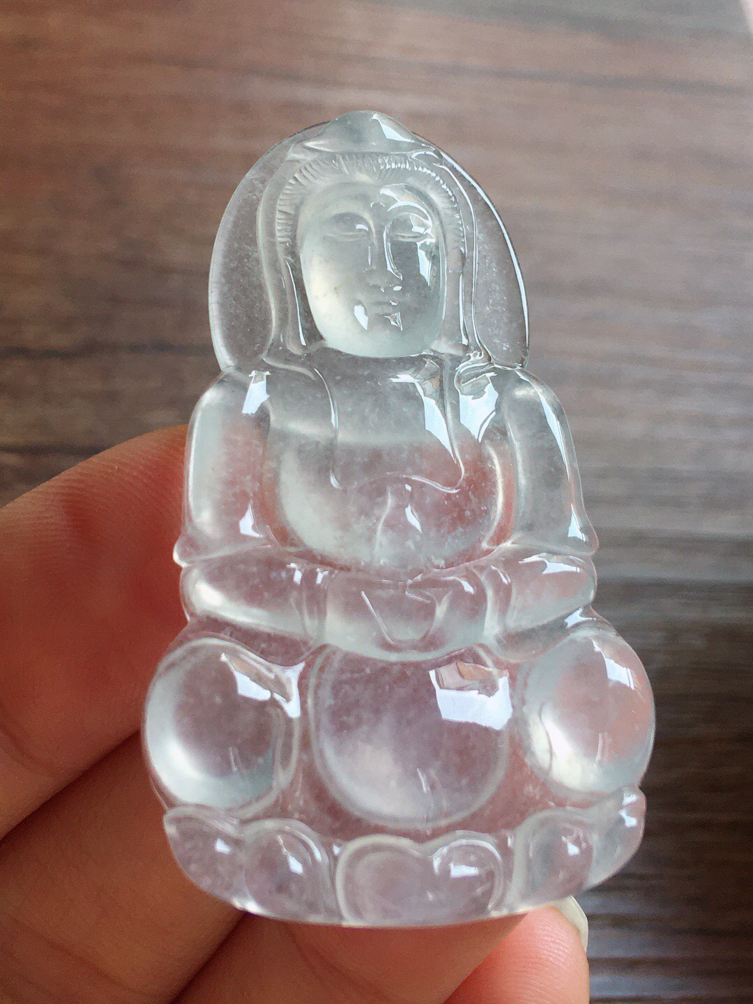 冰种观音，冰润细腻，品相好，种水足，001 尺寸50.5*29.9*4.9