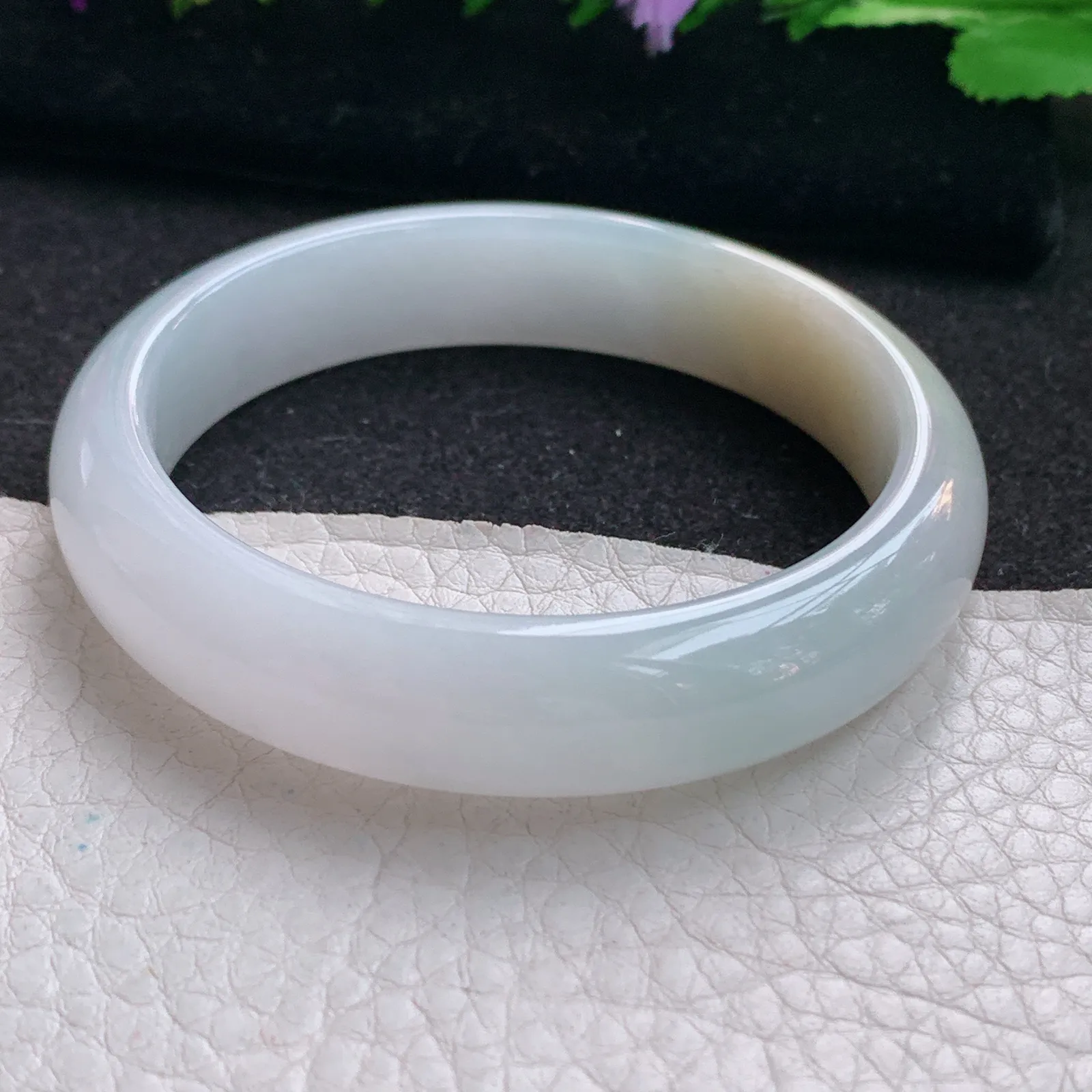 z实拍53*12.5*7平安镯 天然缅甸翡翠双彩宽边玉手镯 玉手环