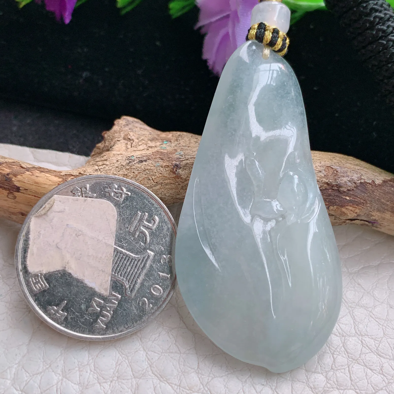 yl实拍50.6*25*6缅甸翡翠精雕冰润悟道 佛祖玉吊坠 玉挂坠