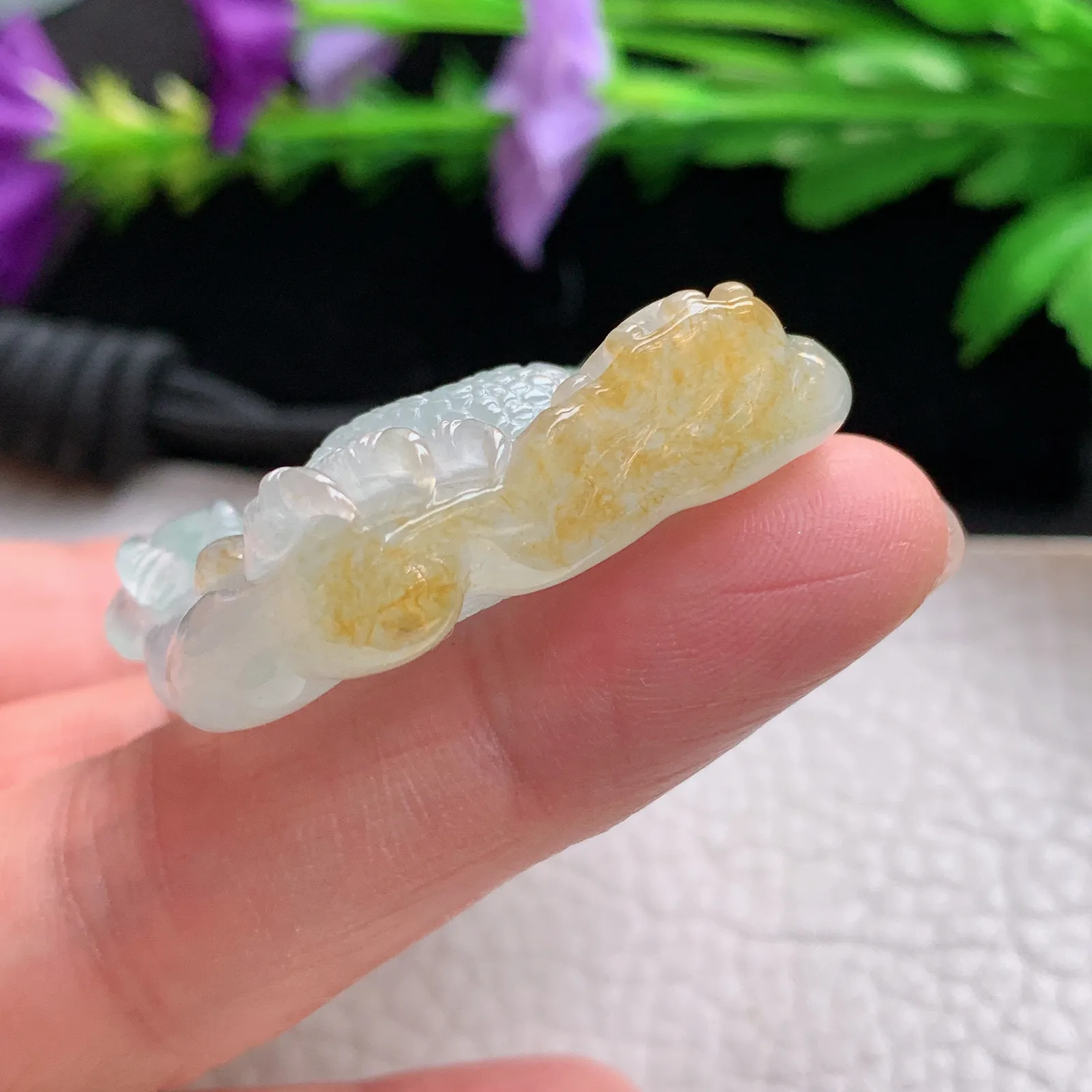 yl实拍73.3*42.3*11.5缅甸翡翠冰三彩霸气龙牌 生意兴隆玉吊坠 玉挂坠