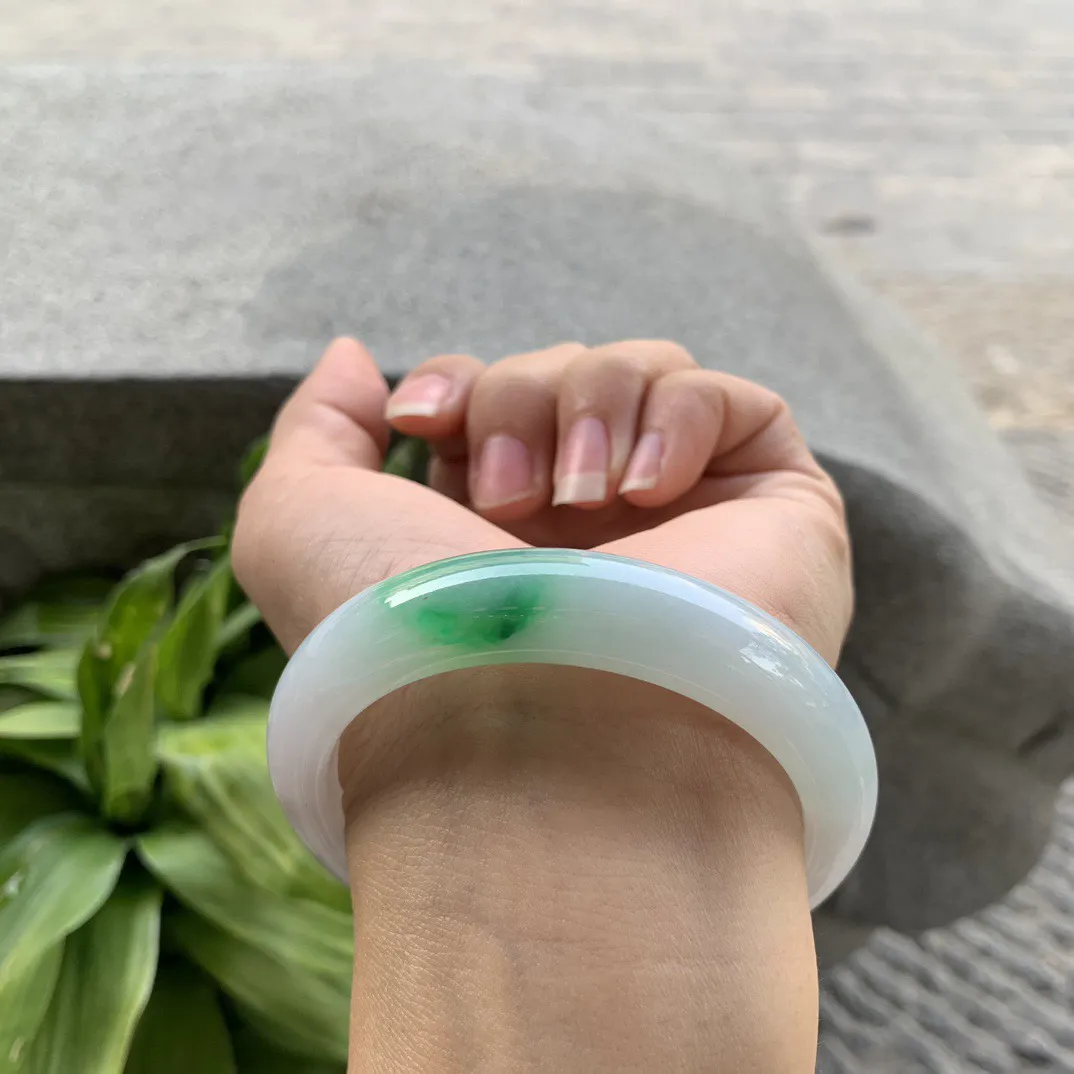 圈口55-12.3-8.4 【飘阳绿正圈手镯】正圈55 56可戴