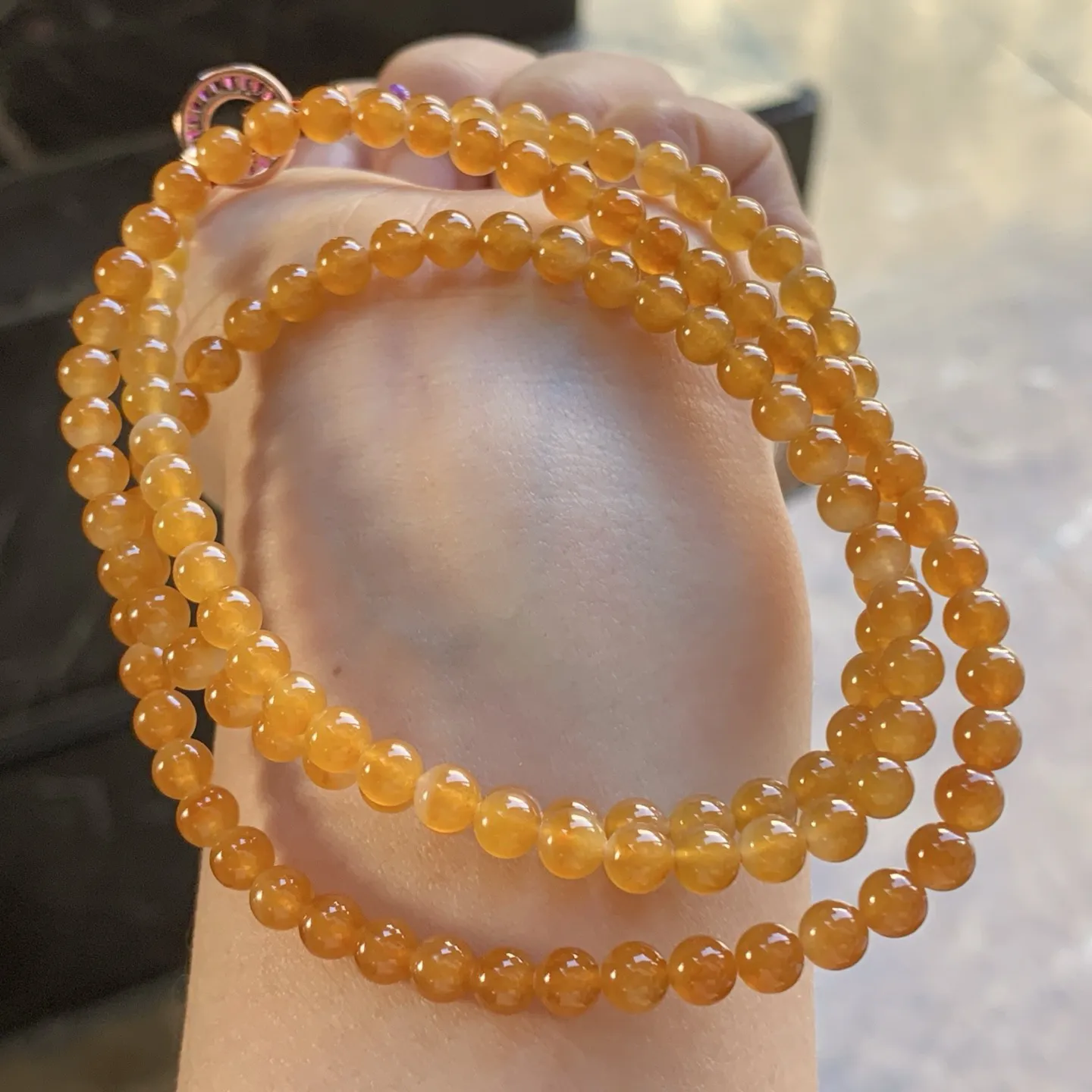 冰黄珠串^_^冰透 鲜艳 5毫米