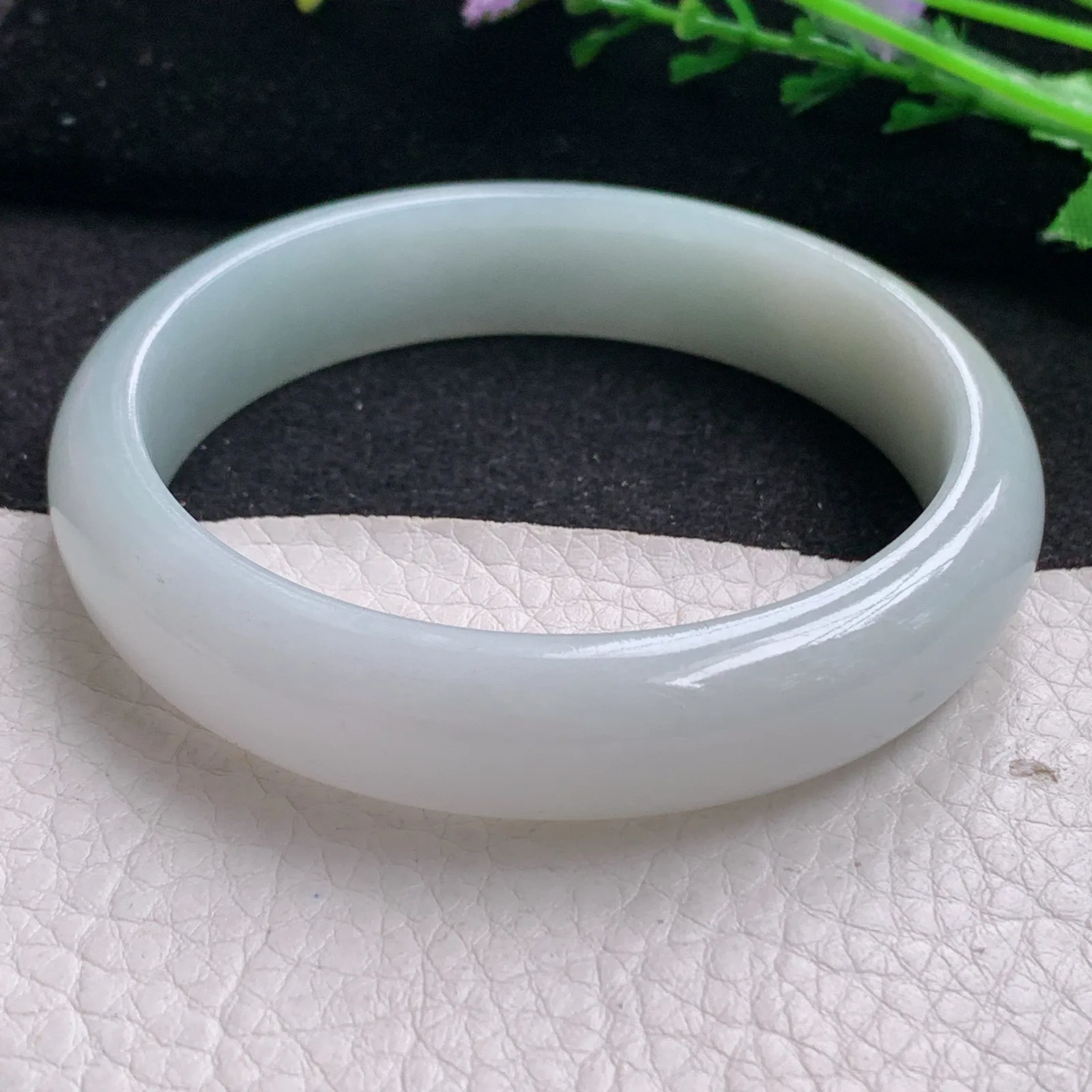 nr实拍58*13.6*7.5平安镯 缅甸翡翠精美淡雅宽边玉手镯 玉手环