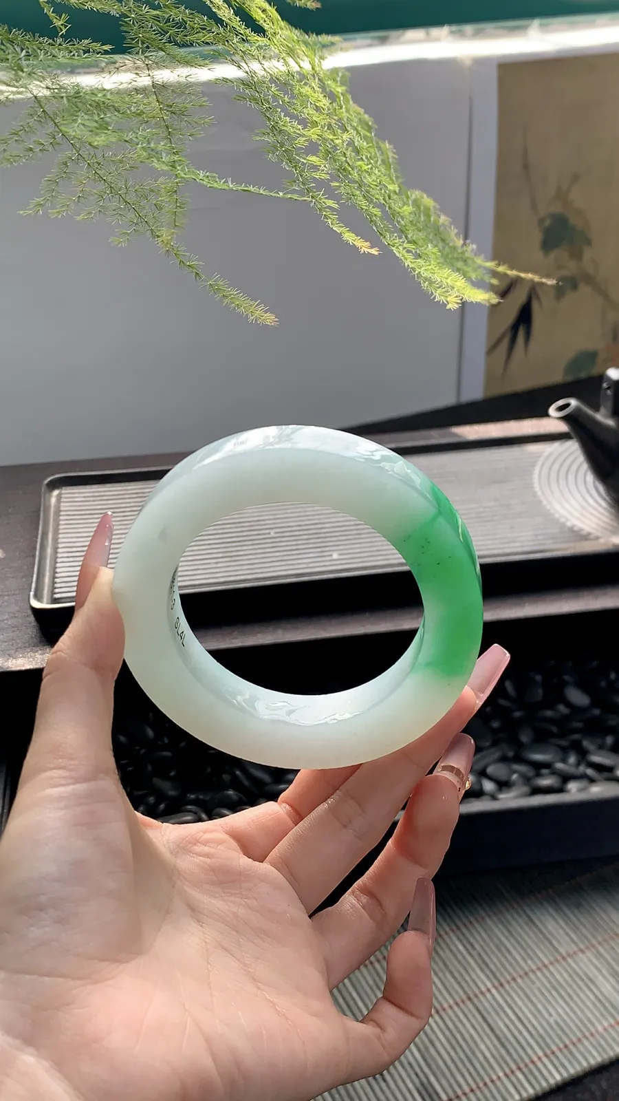 【白底青阳绿镯胚】