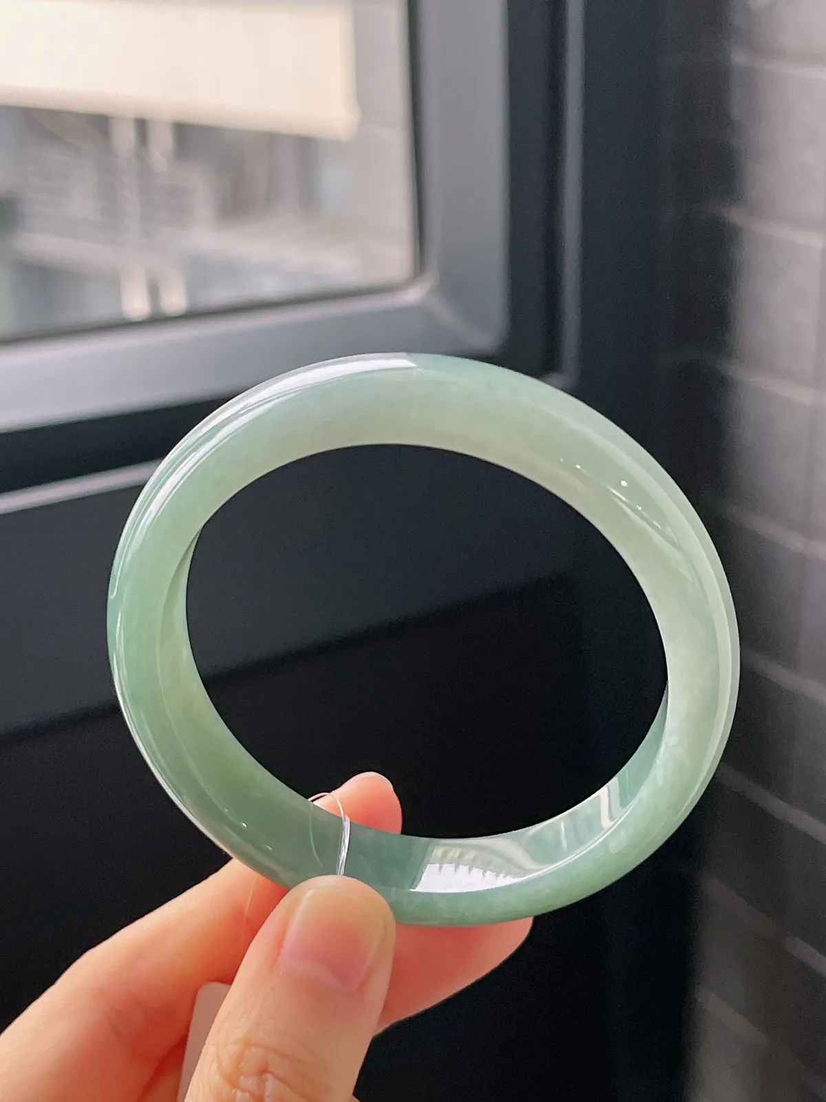 正圈56圈口，翡翠糯化种半山水手镯