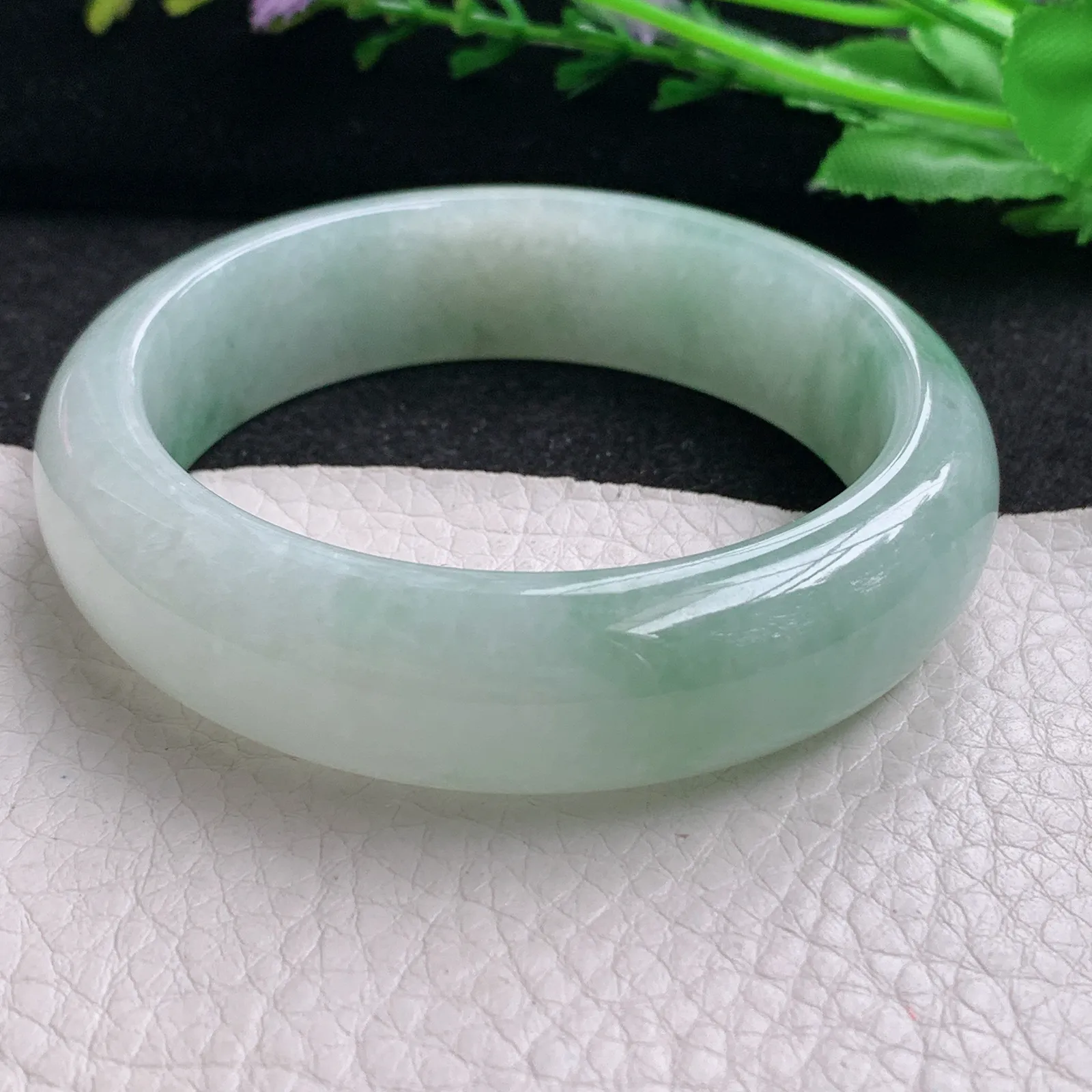 hh实拍55*16*9.3轮胎镯 缅甸翡翠精美冰三彩宽边玉手镯 玉手环