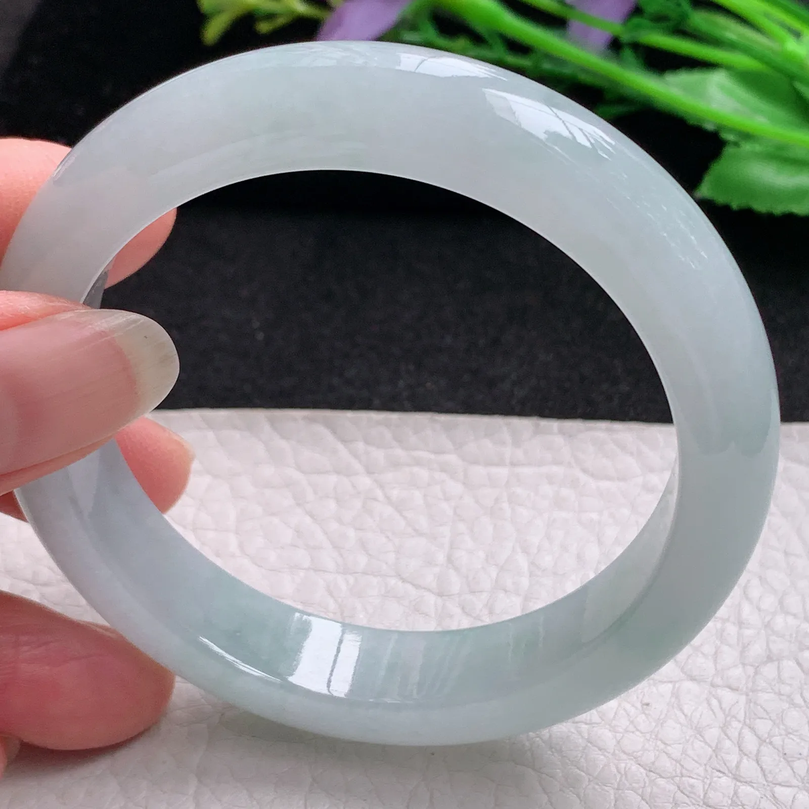 nr实拍56.3*12.5*9平安镯 缅甸翡翠精美冰胶宽边玉手镯 玉手环