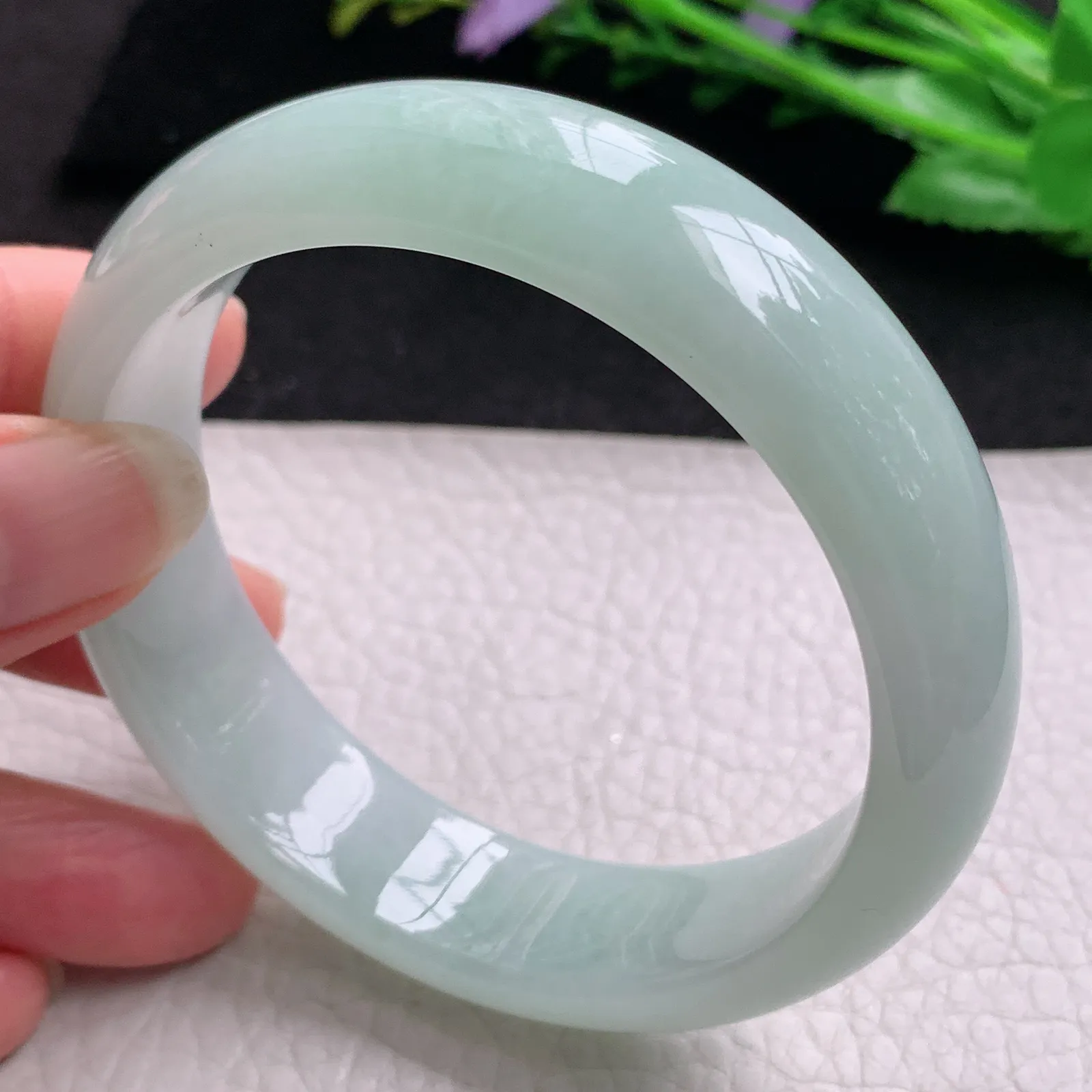 nr大圈口60*16.2*8.2轮胎镯 缅甸翡翠精美甜绿宽边玉手镯 玉手环