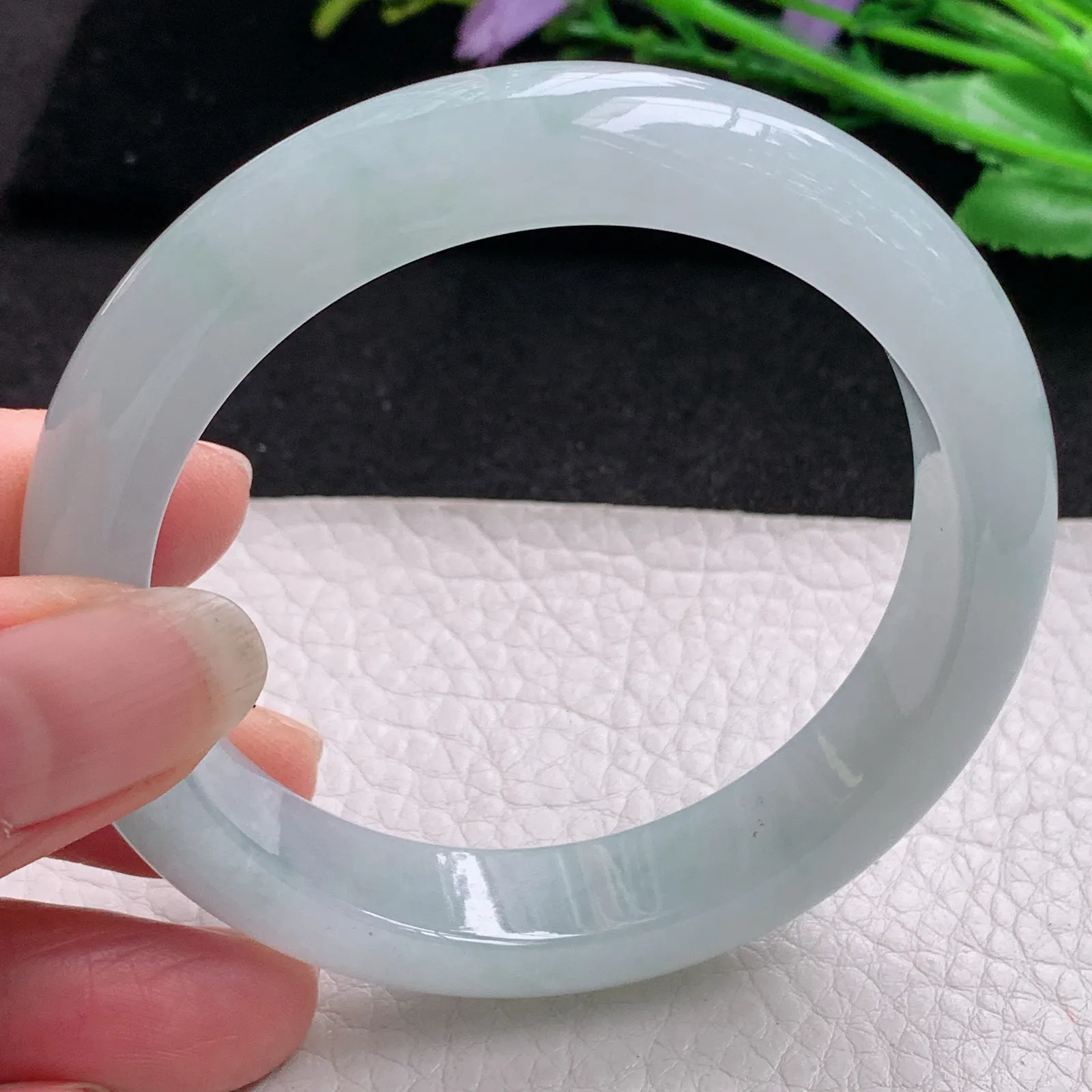 nr实拍56.3*12.5*9平安镯 缅甸翡翠精美冰胶宽边玉手镯 玉手环