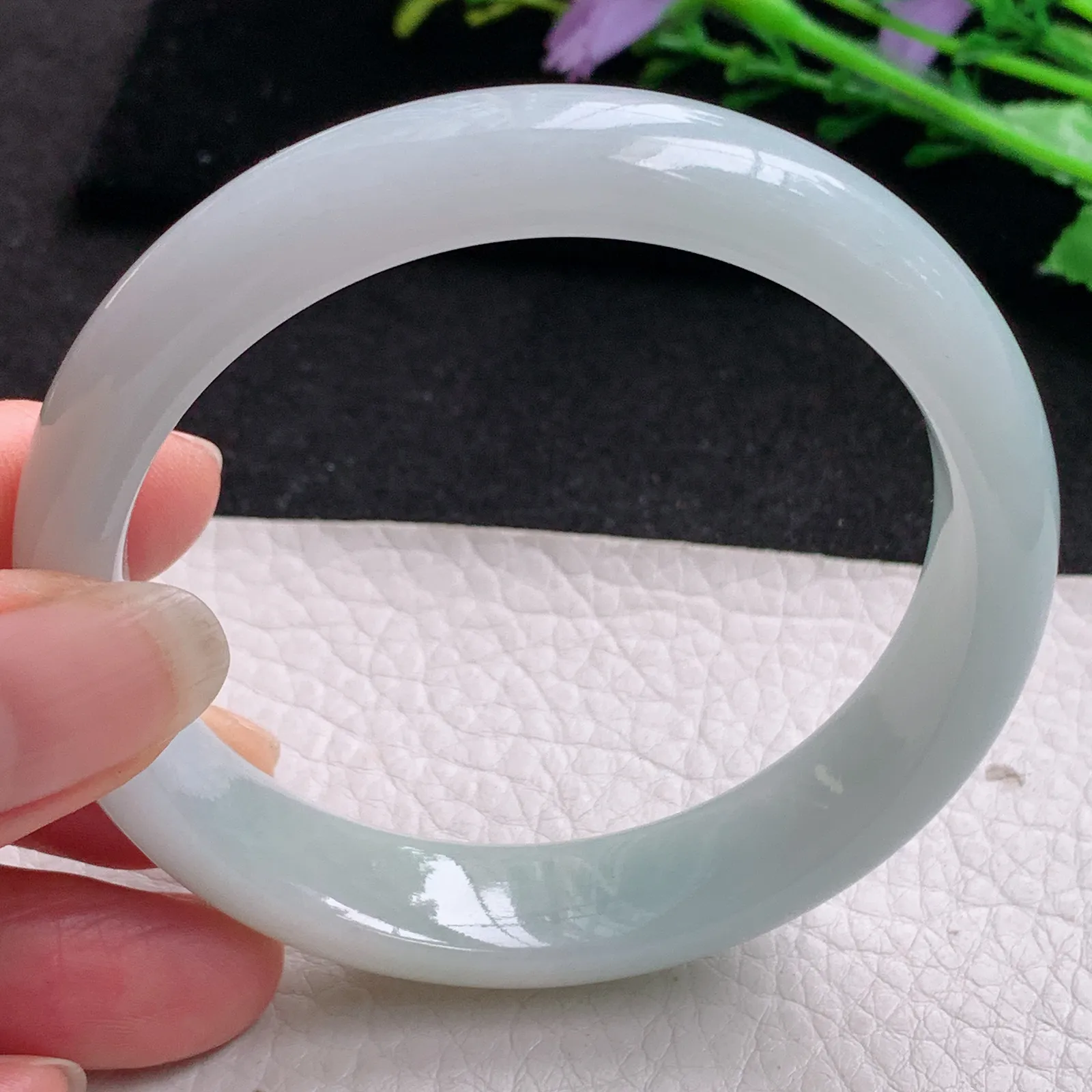 nr实拍58*13.6*7.5平安镯 缅甸翡翠精美淡雅宽边玉手镯 玉手环