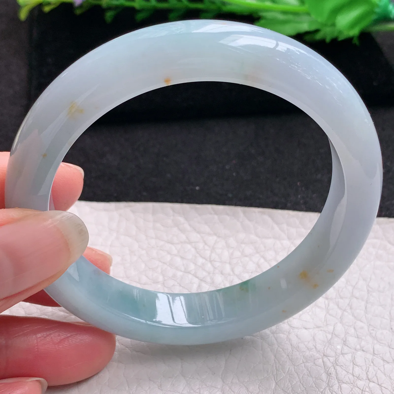 ee实拍57*11.8*8.5平安镯 缅甸翡翠精美冰飘花洒金宽边玉手镯 玉手环