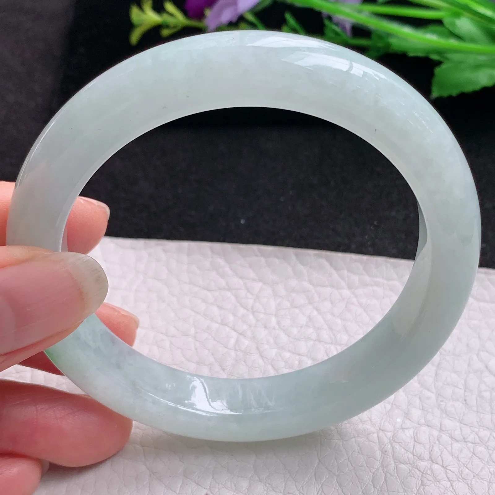 xx实拍59*11.8*9平安镯 缅甸翡翠精美冰飘绿花宽边玉手镯 玉手环